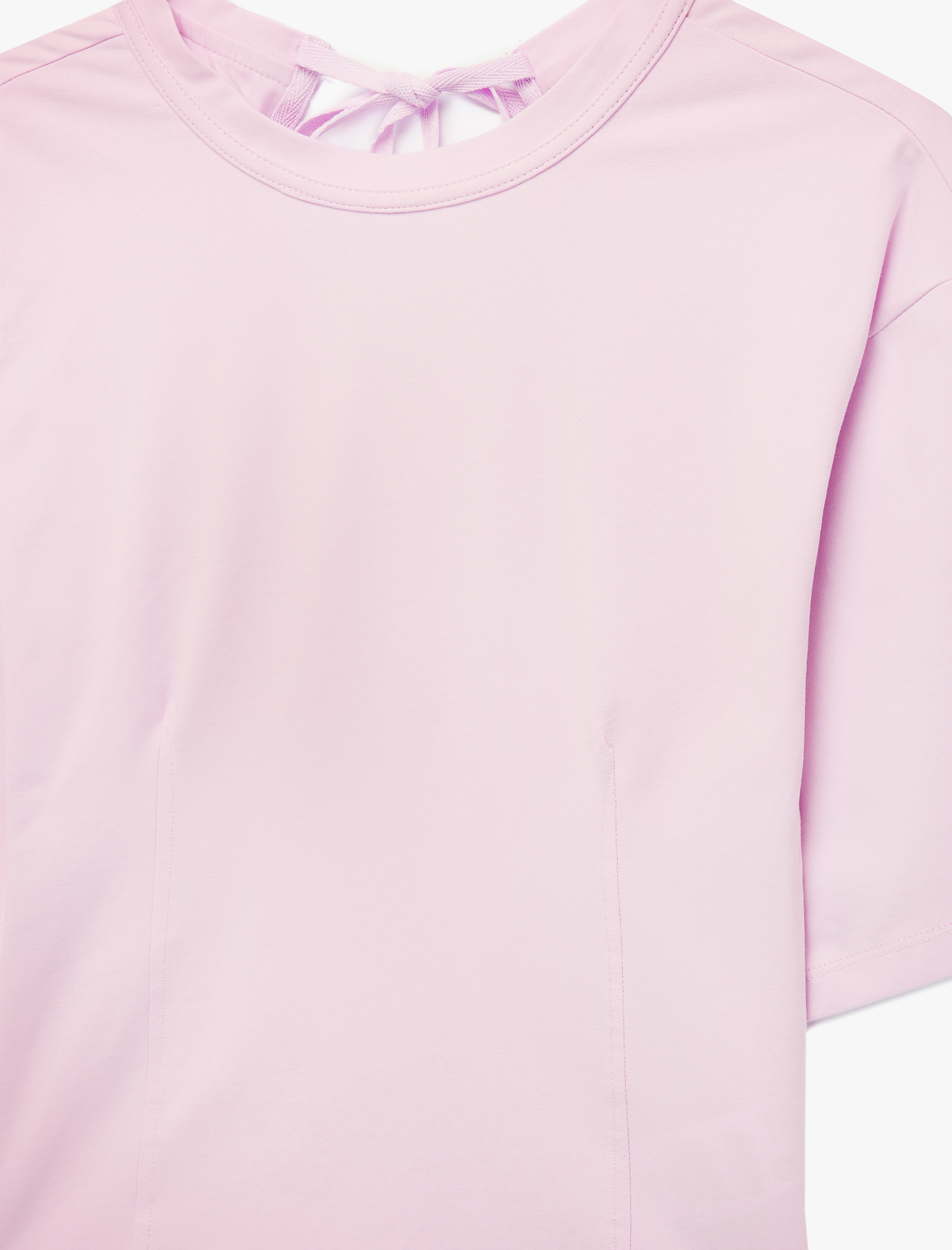   Bisiklet Yaka Slim Fit Korse Detaylı İnterlok Kısa Kollu Tişört