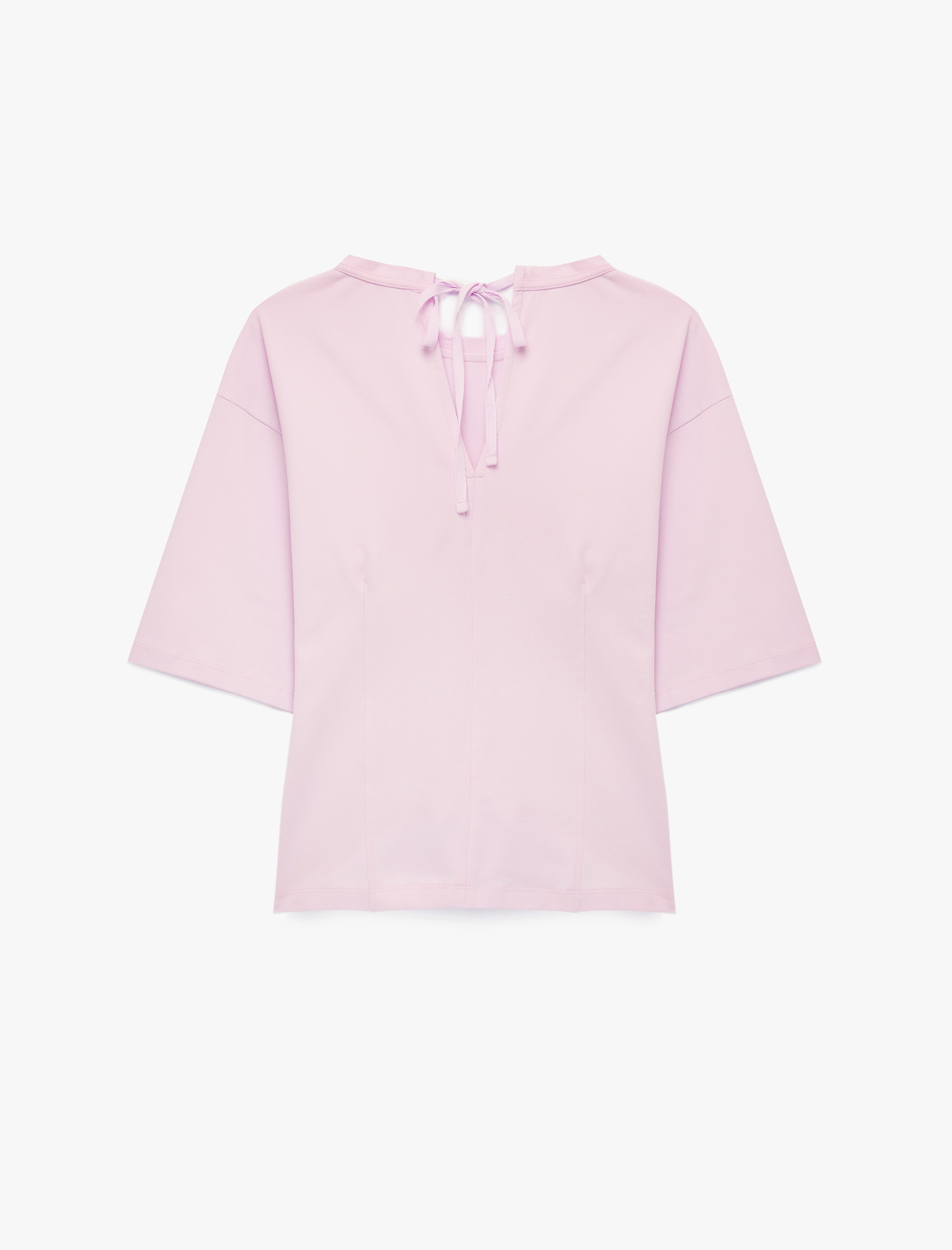   Bisiklet Yaka Slim Fit Korse Detaylı İnterlok Kısa Kollu Tişört