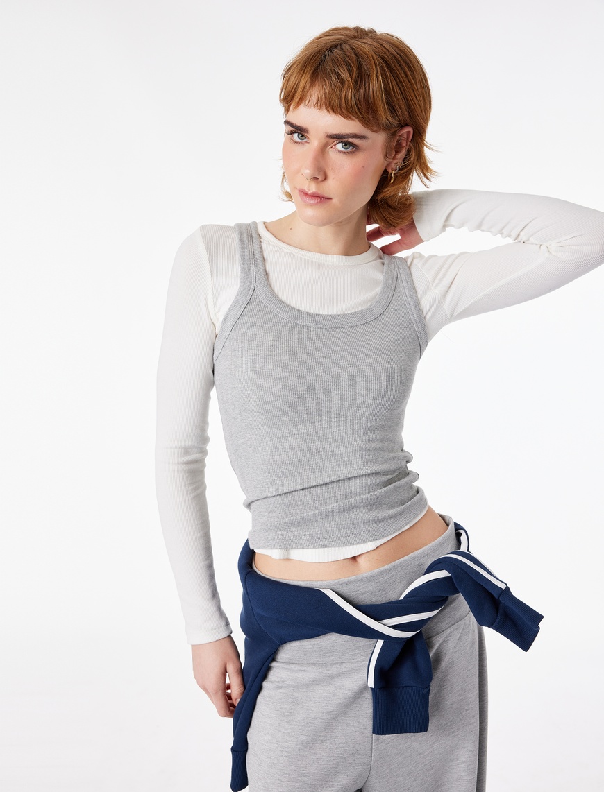 Koton Kadın Kaşkorse U Yaka Kolsuz Slim Fit Atlet