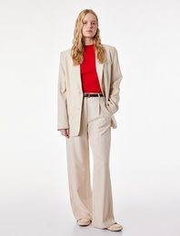 Rahat Kalıp Cep Detaylı Yüksek Bel Palazzo Pantolon