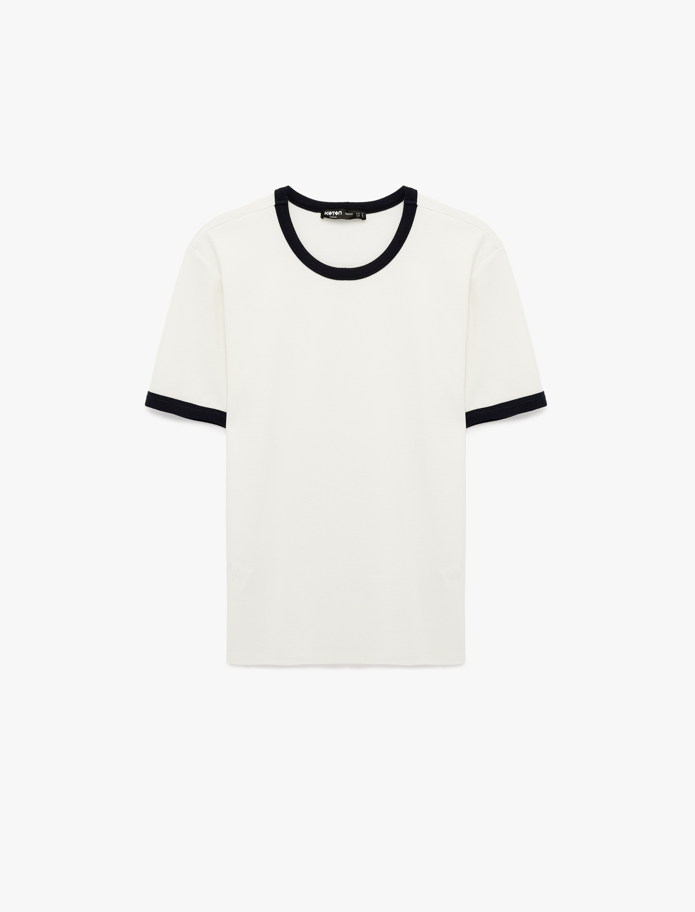   Kısa Kollu Biyeli Pamuklu Bisiklet Yaka Slim Fit Tişört