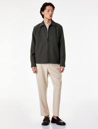 Regular Fit Uzun Kollu Cepli Gömlek Yaka Fermuarlı Spor Ceket