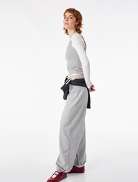 Beli Katlı Rahat Kalıp Modal Karışımlı Şardonlu Jogger Eşofman Altı