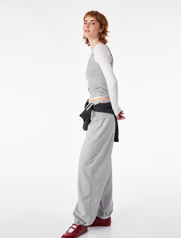  Beli Katlı Rahat Kalıp Modal Karışımlı Şardonlu Jogger Eşofman Altı