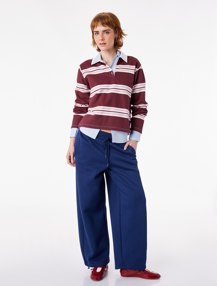  Üç İplik Şardonlu Cepli Beli Bağcıklı Jogger Eşofman Altı