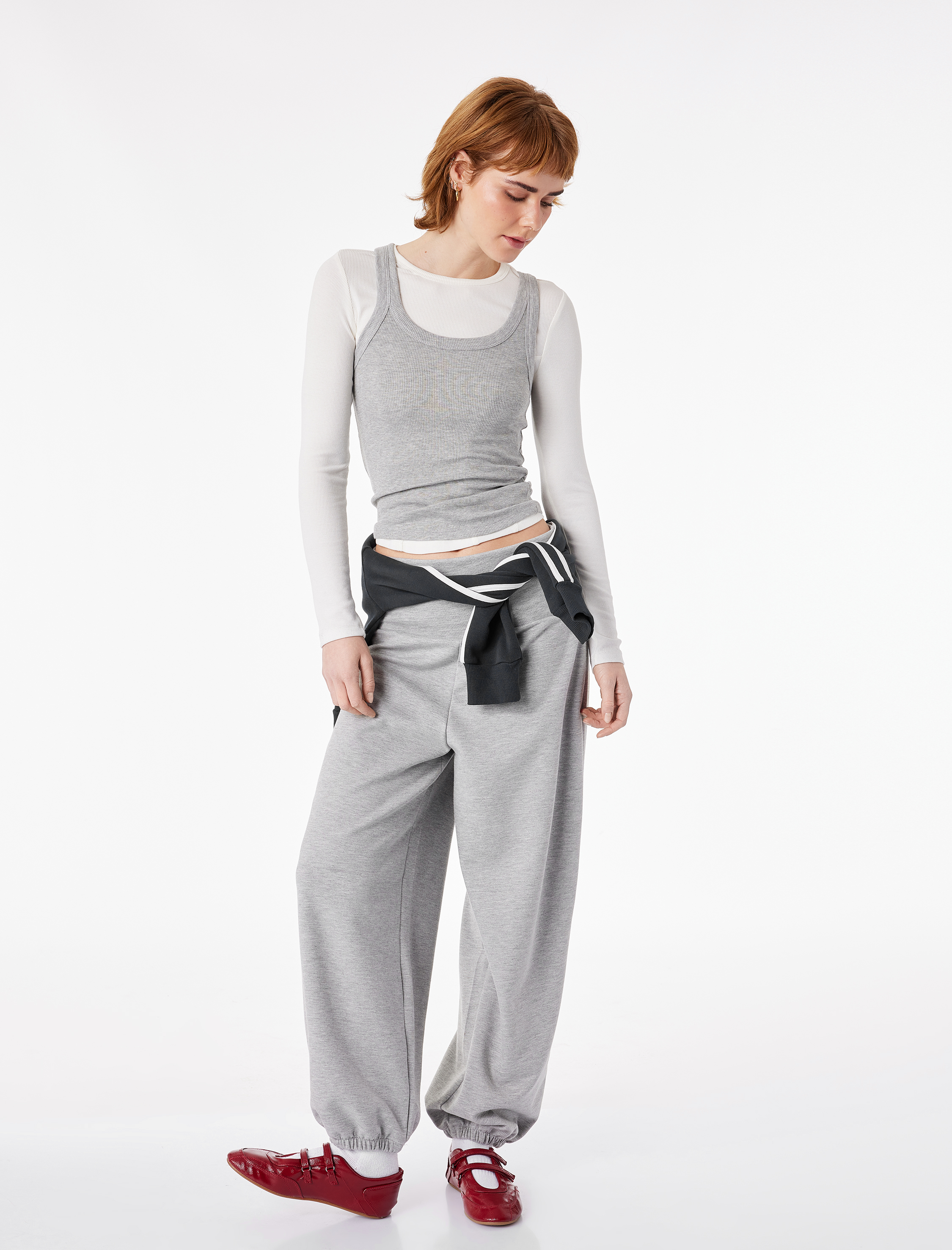   Beli Katlı Rahat Kalıp Modal Karışımlı Şardonlu Jogger Eşofman Altı