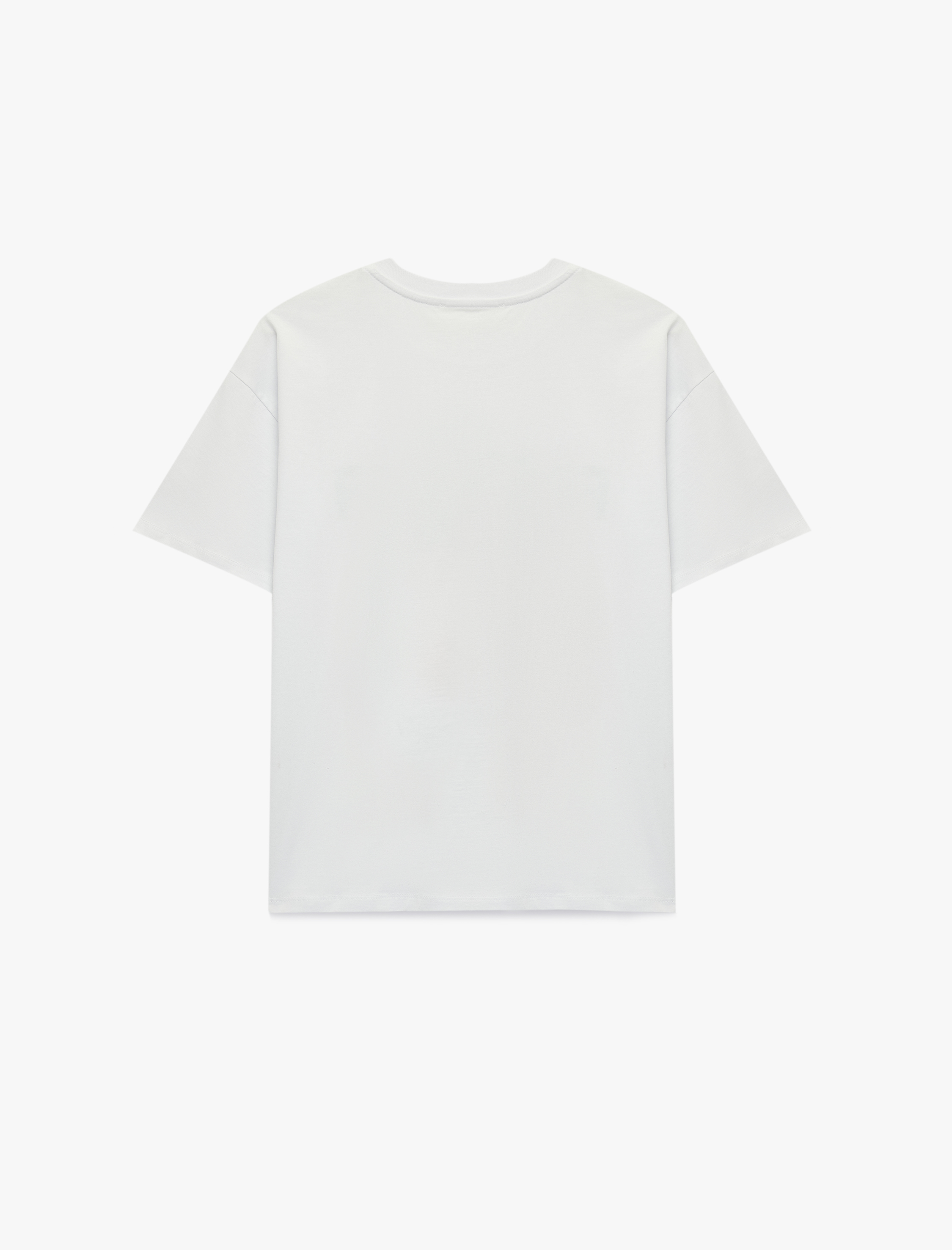   Rahat Kalıp Kısa Kollu Bisiklet Yaka Pamuklu Kiraz Baskılı Tişört