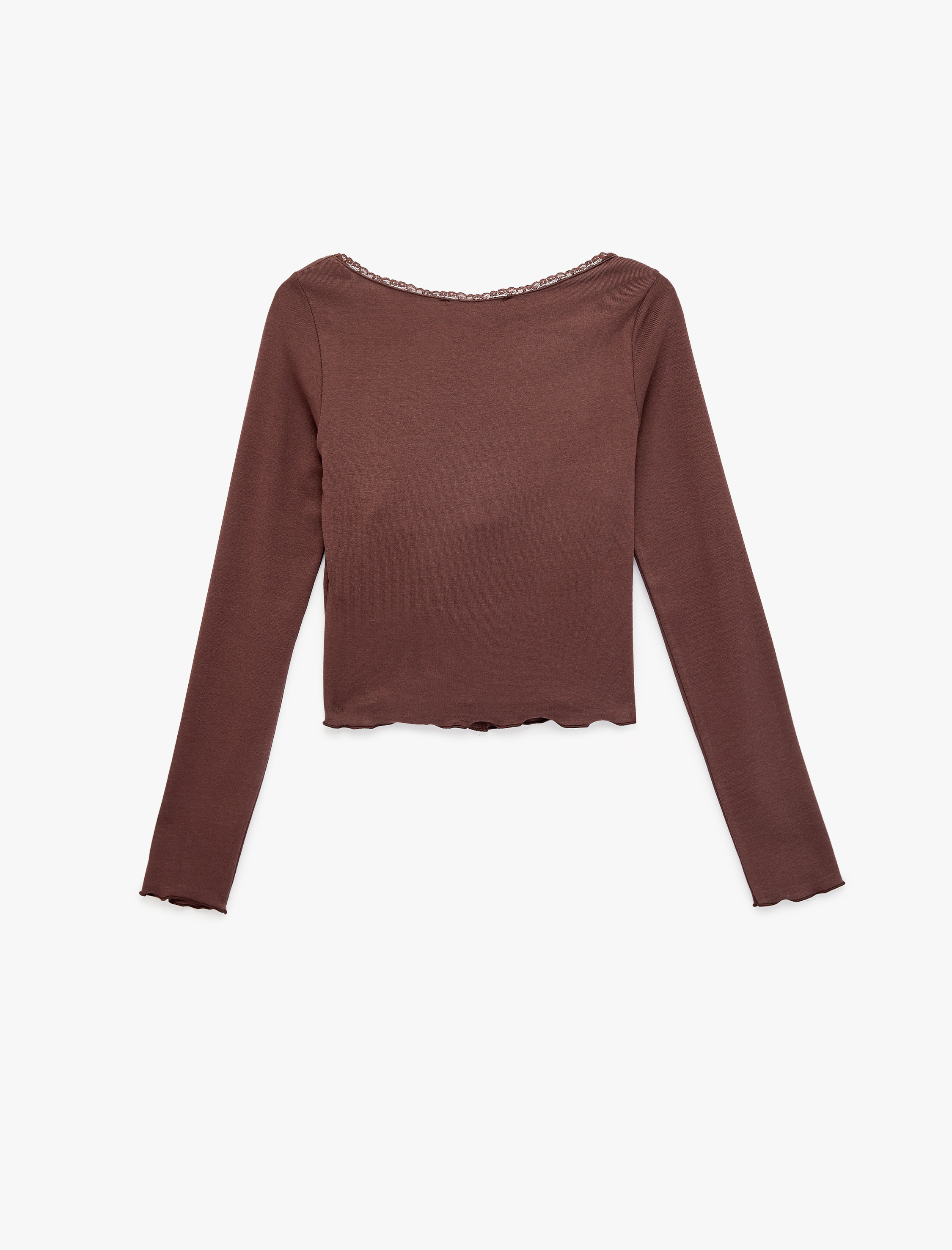   Düğmeli Uzun Kollu U Yaka Katmanlı Modal Karışımlı Slim Fit Hırka