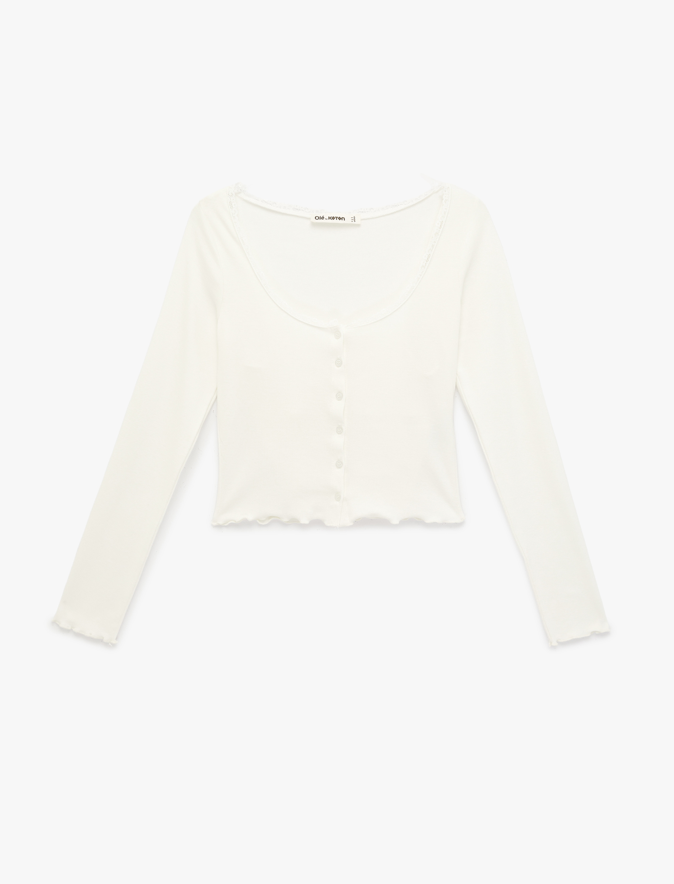   Düğmeli Uzun Kollu U Yaka Katmanlı Modal Karışımlı Slim Fit Hırka