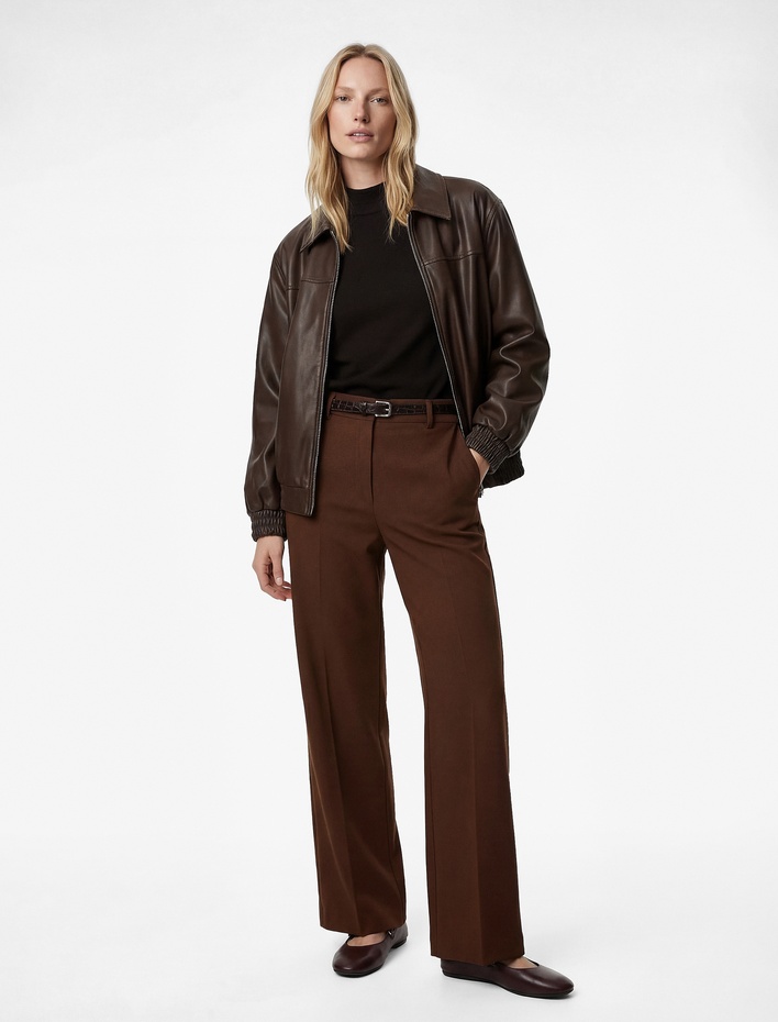  Cepli Kemerli Palazzo Kumaş Pantolon