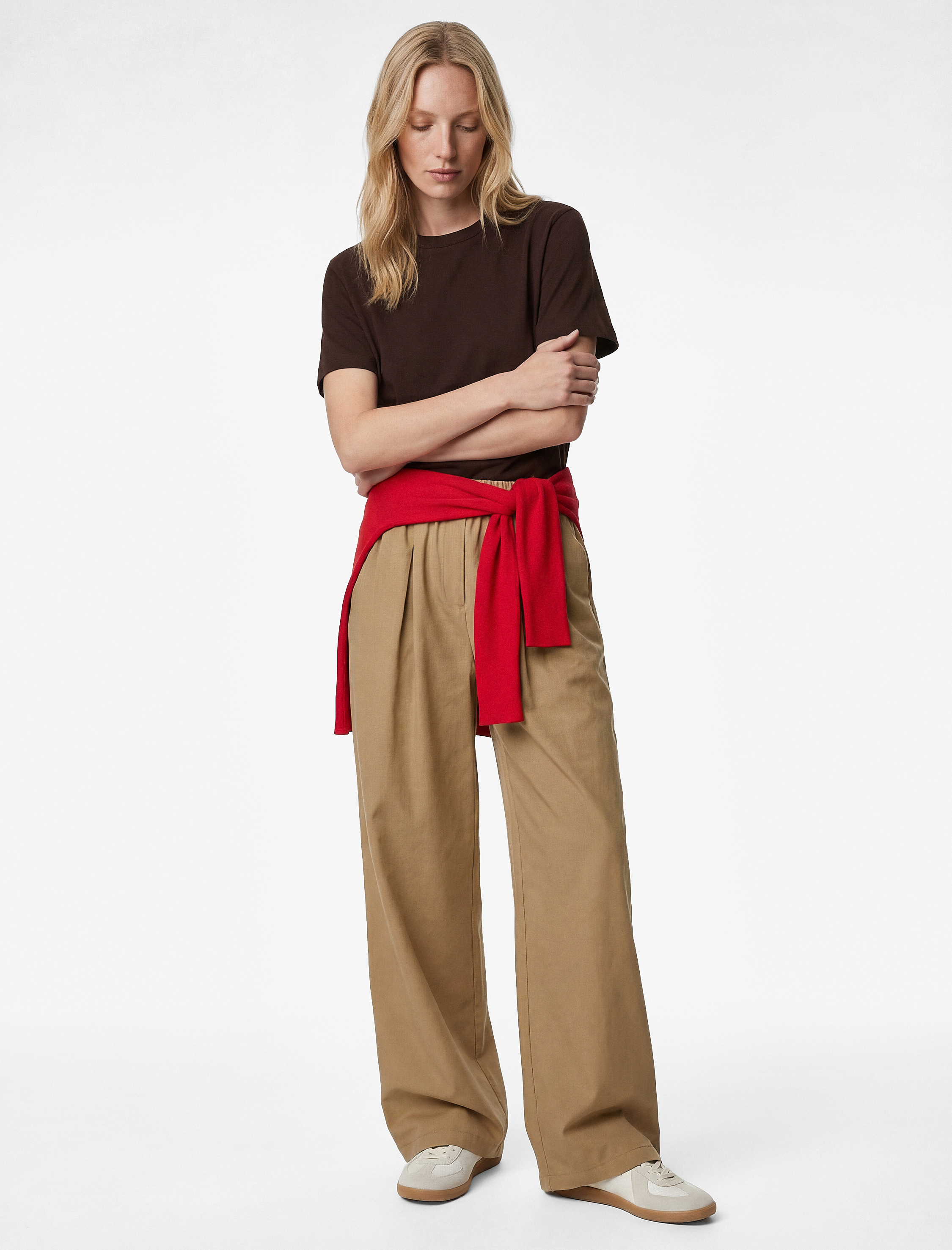   Pamuklu Kısa Kollu Bisiklet Yaka Oversize Basic Tişört