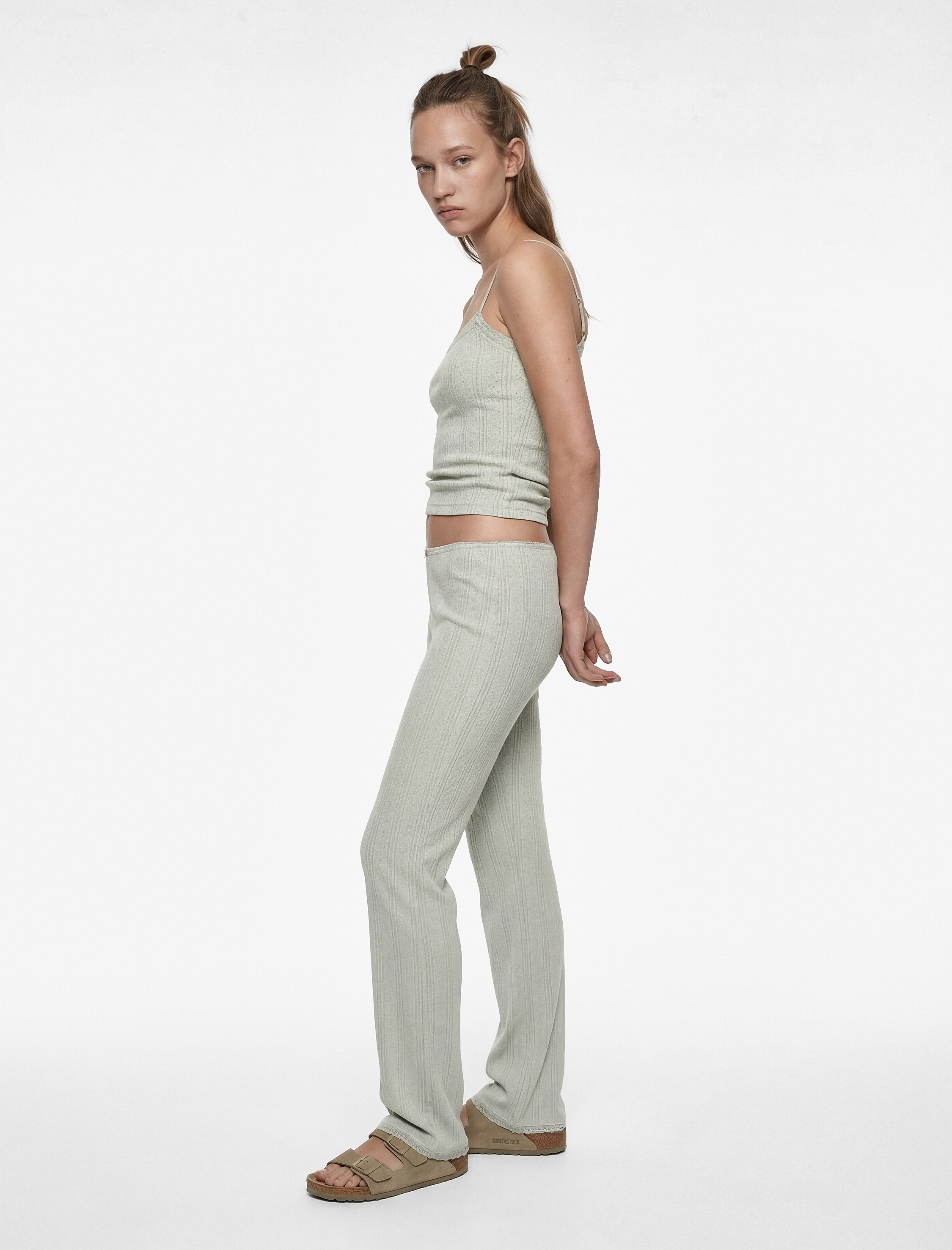   Pamuklu Beli Lastikli Slim Fit Çizgili Pijama Altı