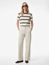 Regular Fit Kısa Kollu Bisiklet Yaka Çizgili Tişört