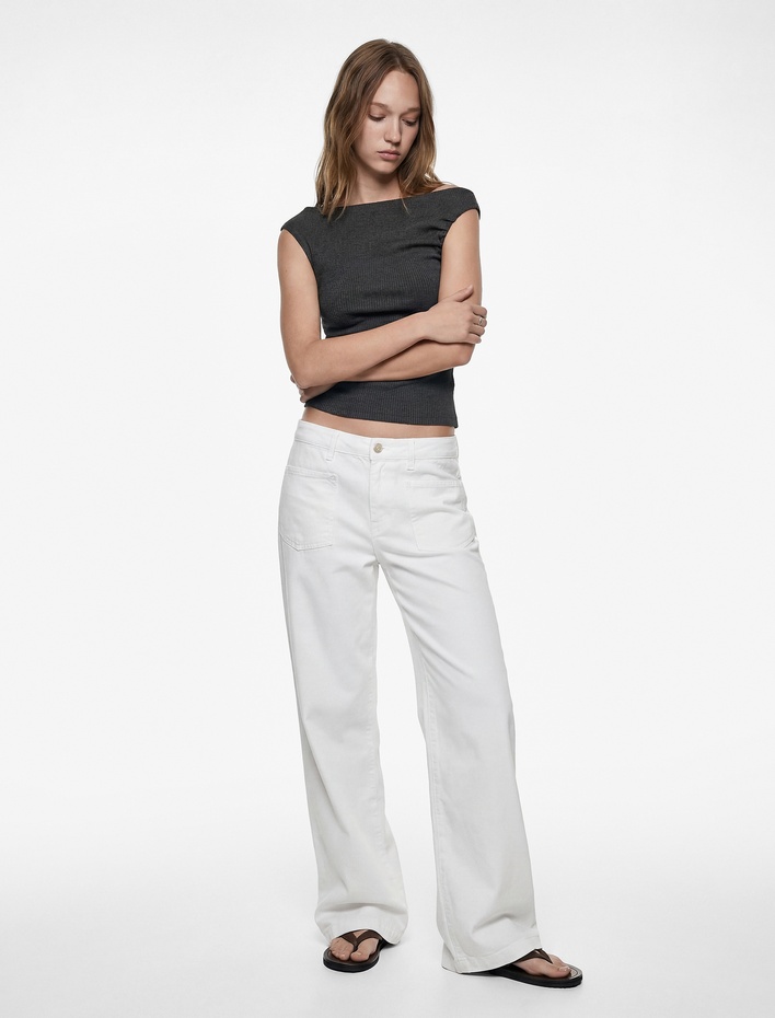  Slim Fit Drape Detaylı Asimetrik Yaka Kolsuz Bluz