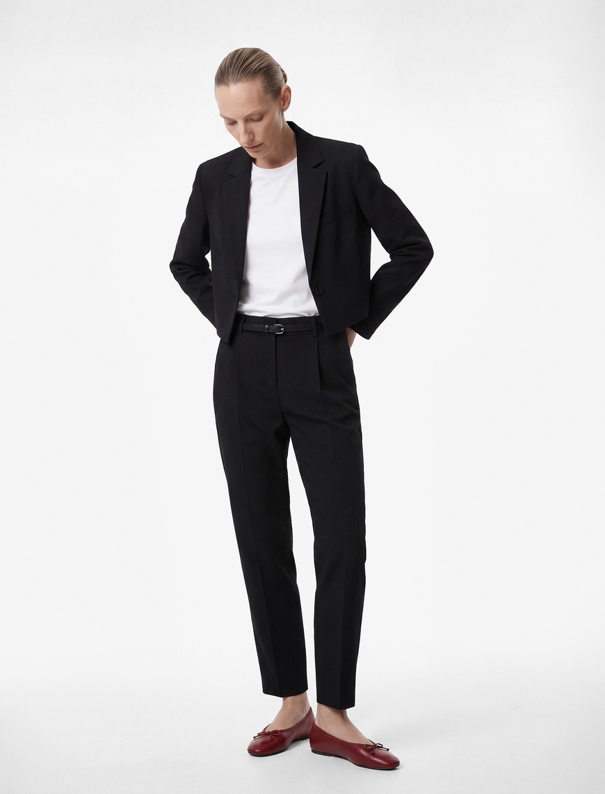 Koton Kadın Normal Bel Düz Paça Kemer Detaylı Slim Fit Cigarette Pantolon