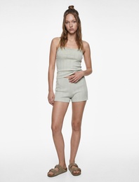 Pamuklu Dokulu Slim Fit Şort Pijama Altı