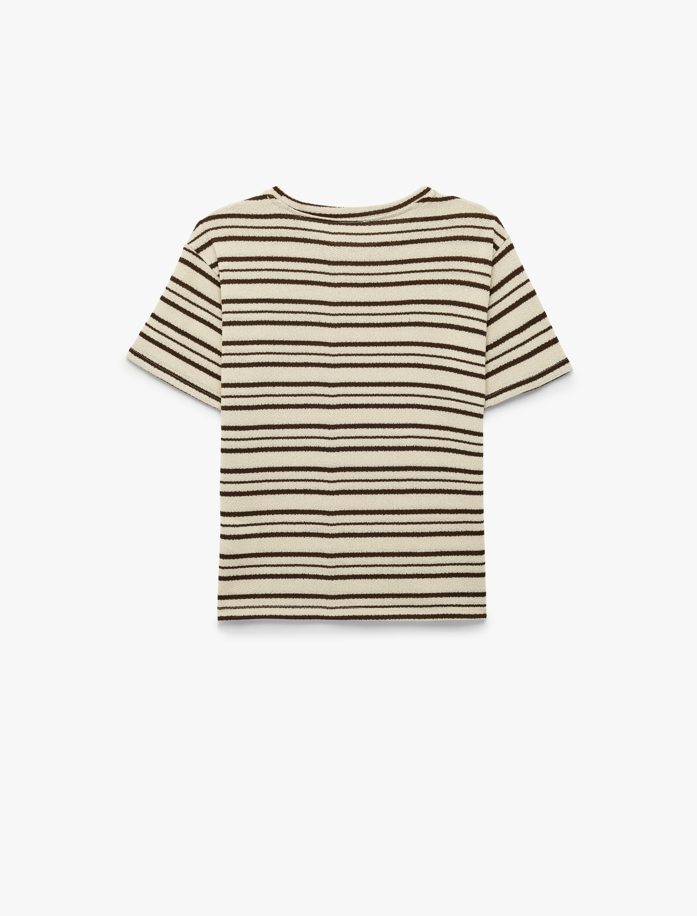  Erkek Çocuk Bisiklet Yaka Kısa Kollu Oversize Çizgili Tişört