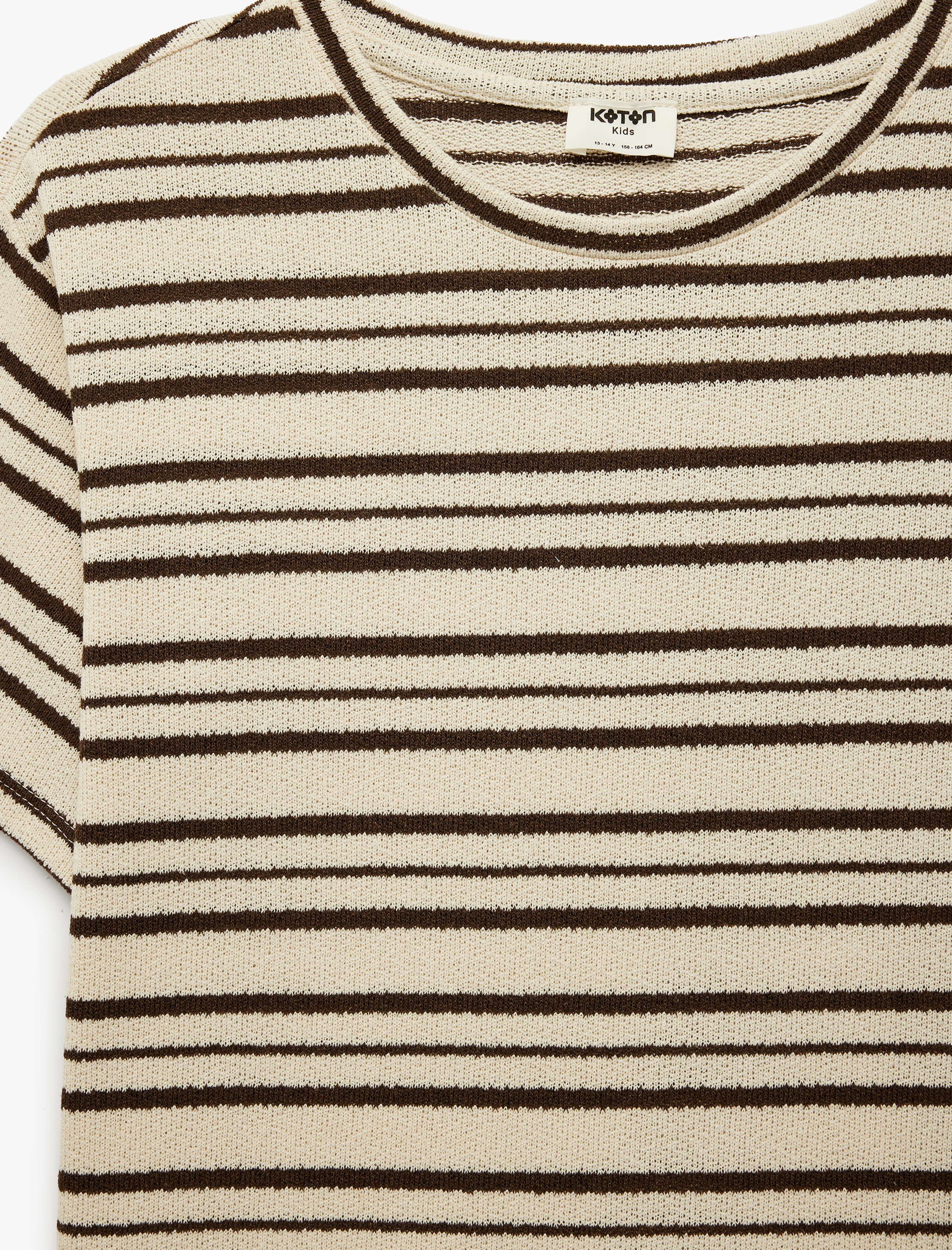  Erkek Çocuk Bisiklet Yaka Kısa Kollu Oversize Çizgili Tişört