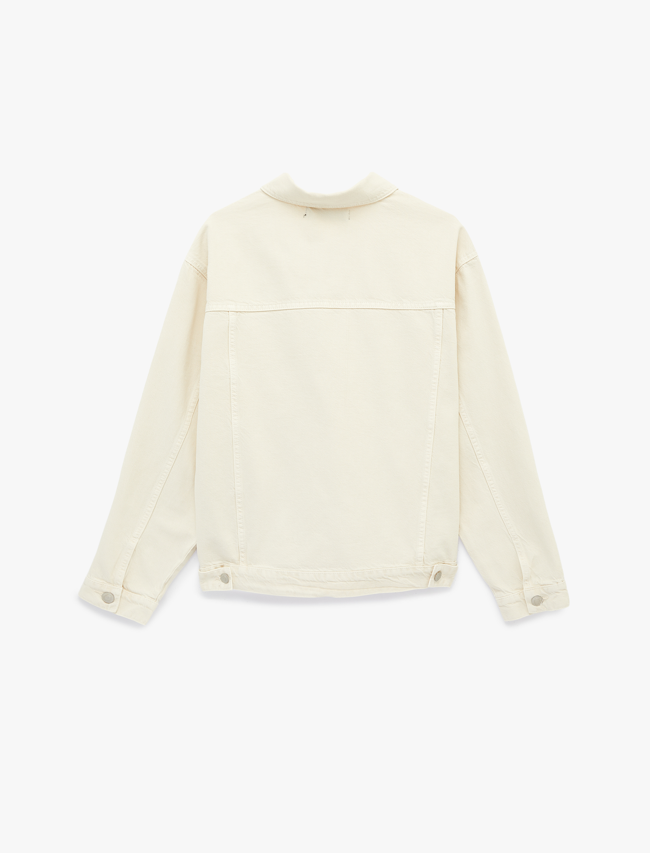   Uzun Kollu Kapaklı Cepli Gömlek Yaka Jean Ceket