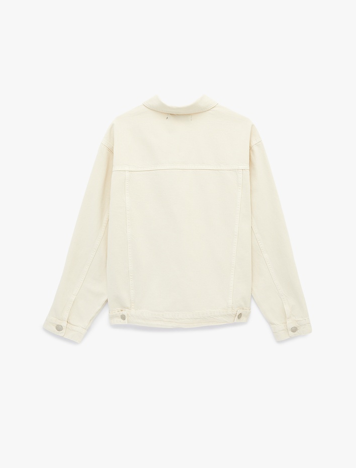  Uzun Kollu Kapaklı Cepli Gömlek Yaka Jean Ceket