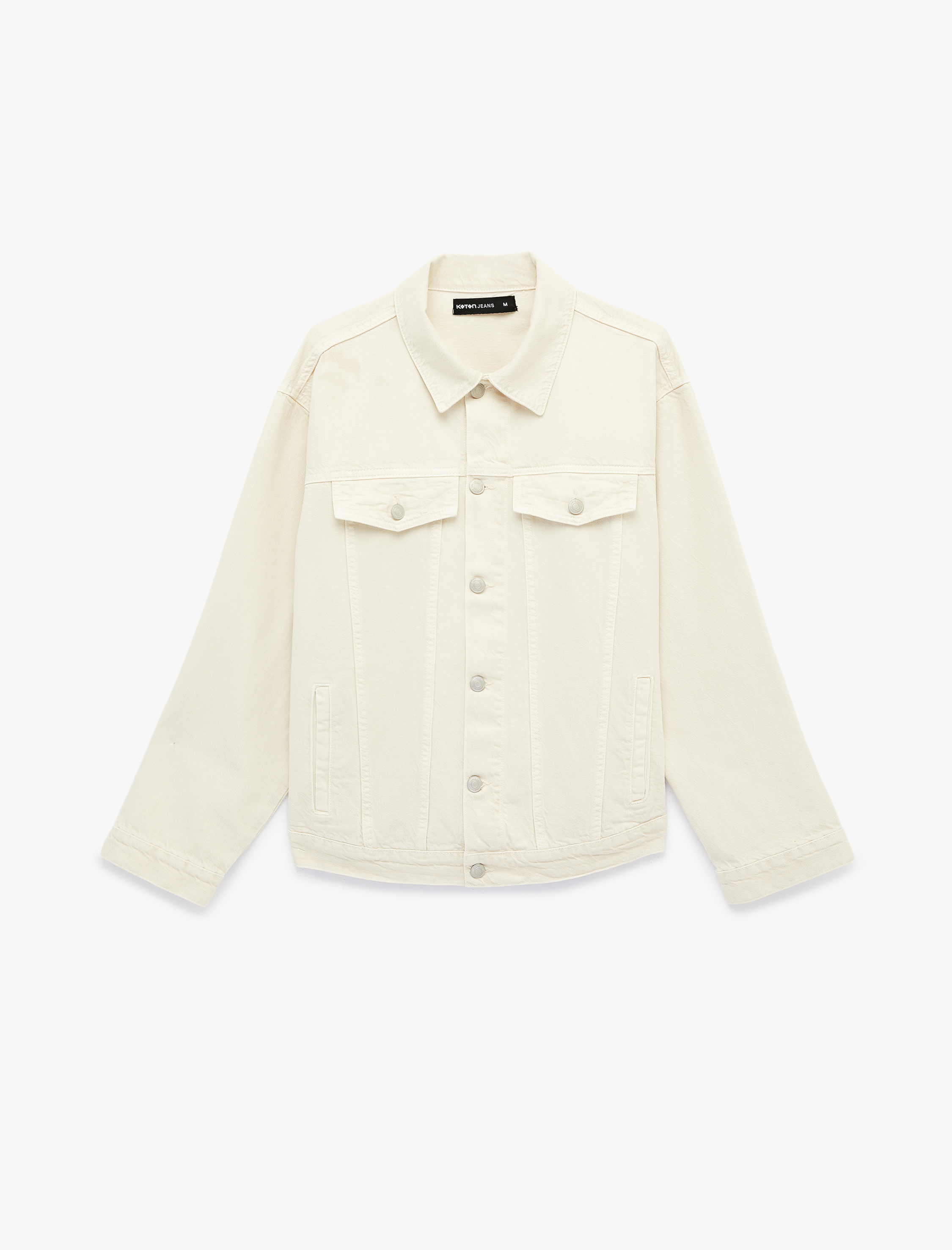   Uzun Kollu Kapaklı Cepli Gömlek Yaka Jean Ceket