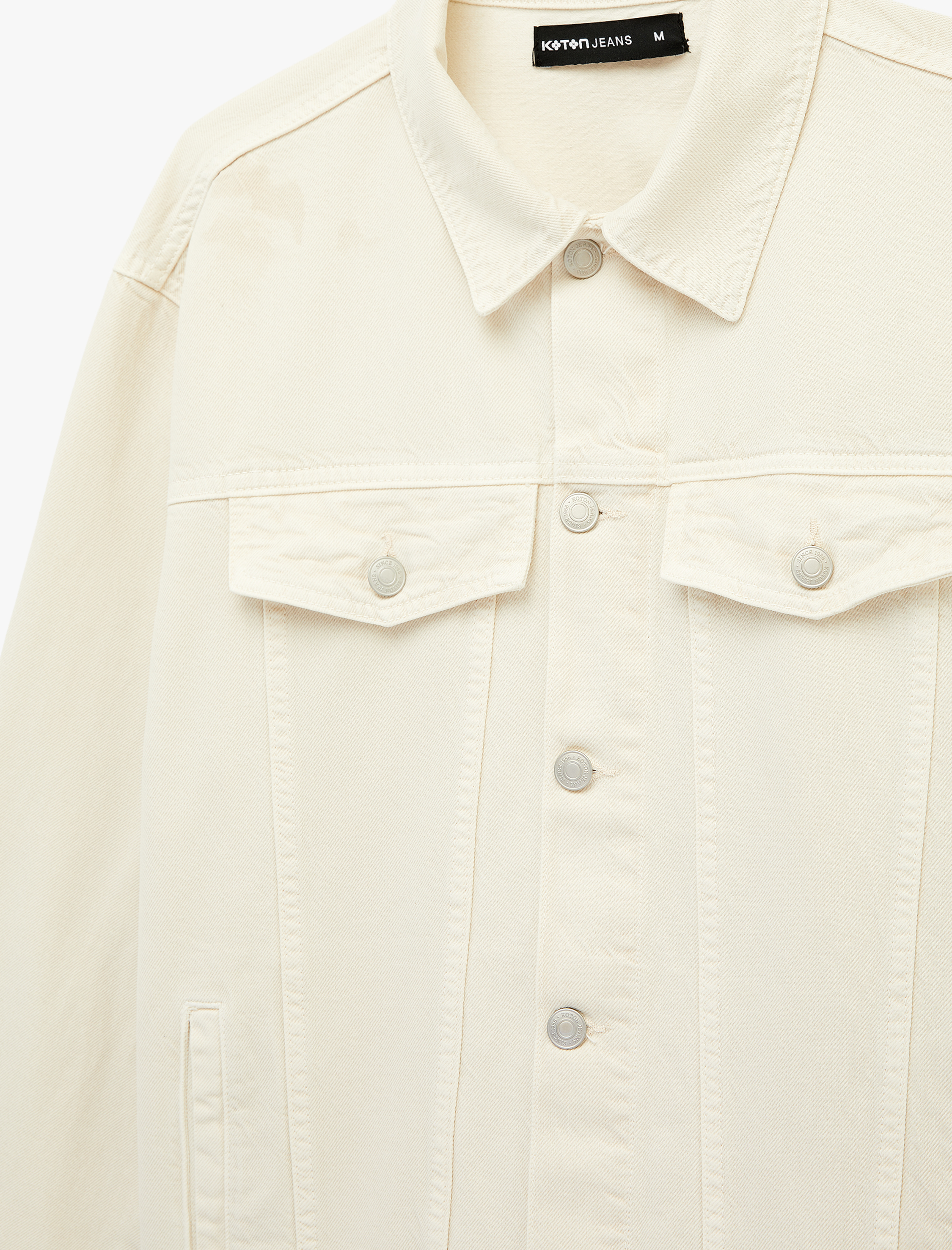   Uzun Kollu Kapaklı Cepli Gömlek Yaka Jean Ceket