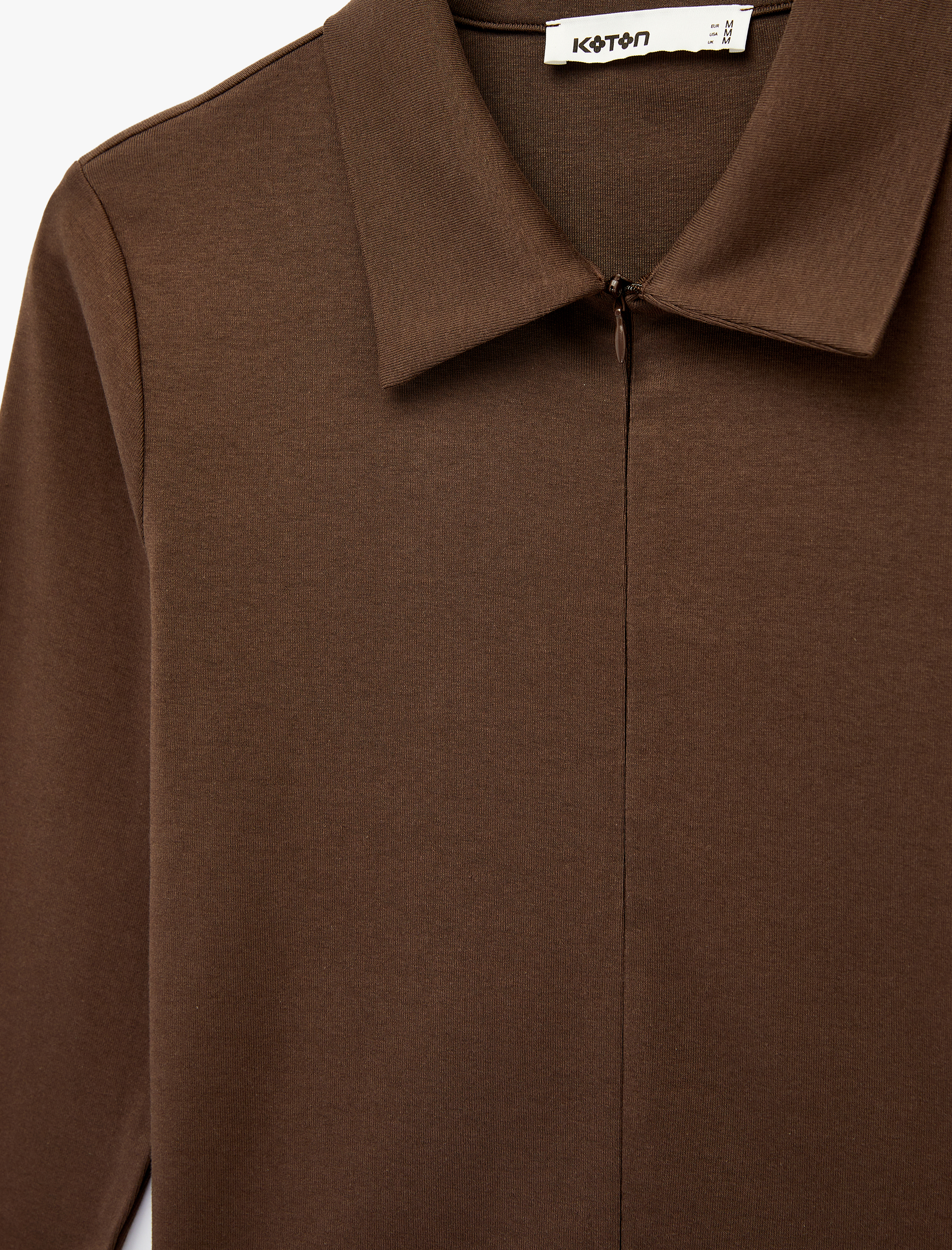   Pamuklu Slim Fit Uzun Kollu Polo Yaka Fermuarlı Hırka