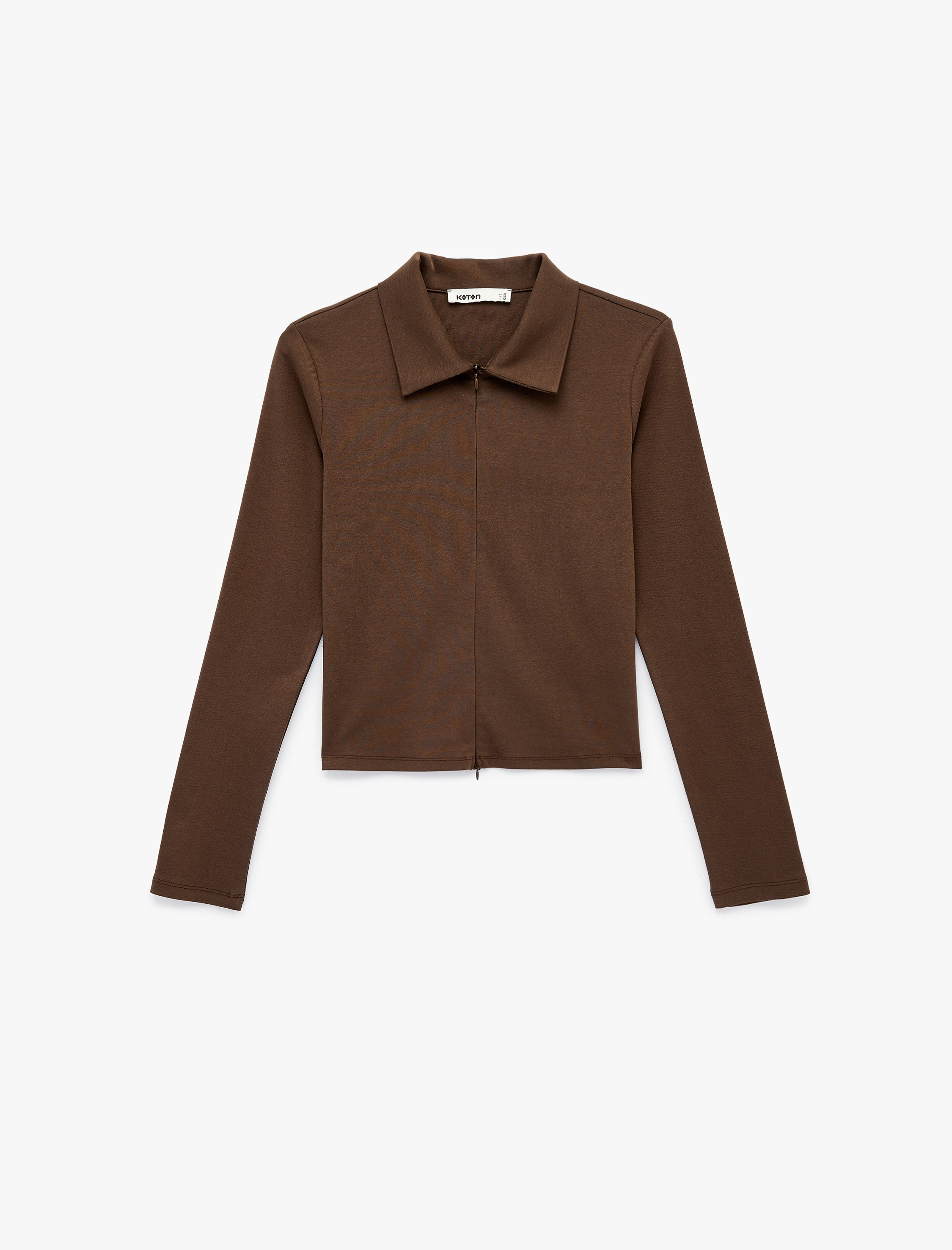   Pamuklu Slim Fit Uzun Kollu Polo Yaka Fermuarlı Hırka