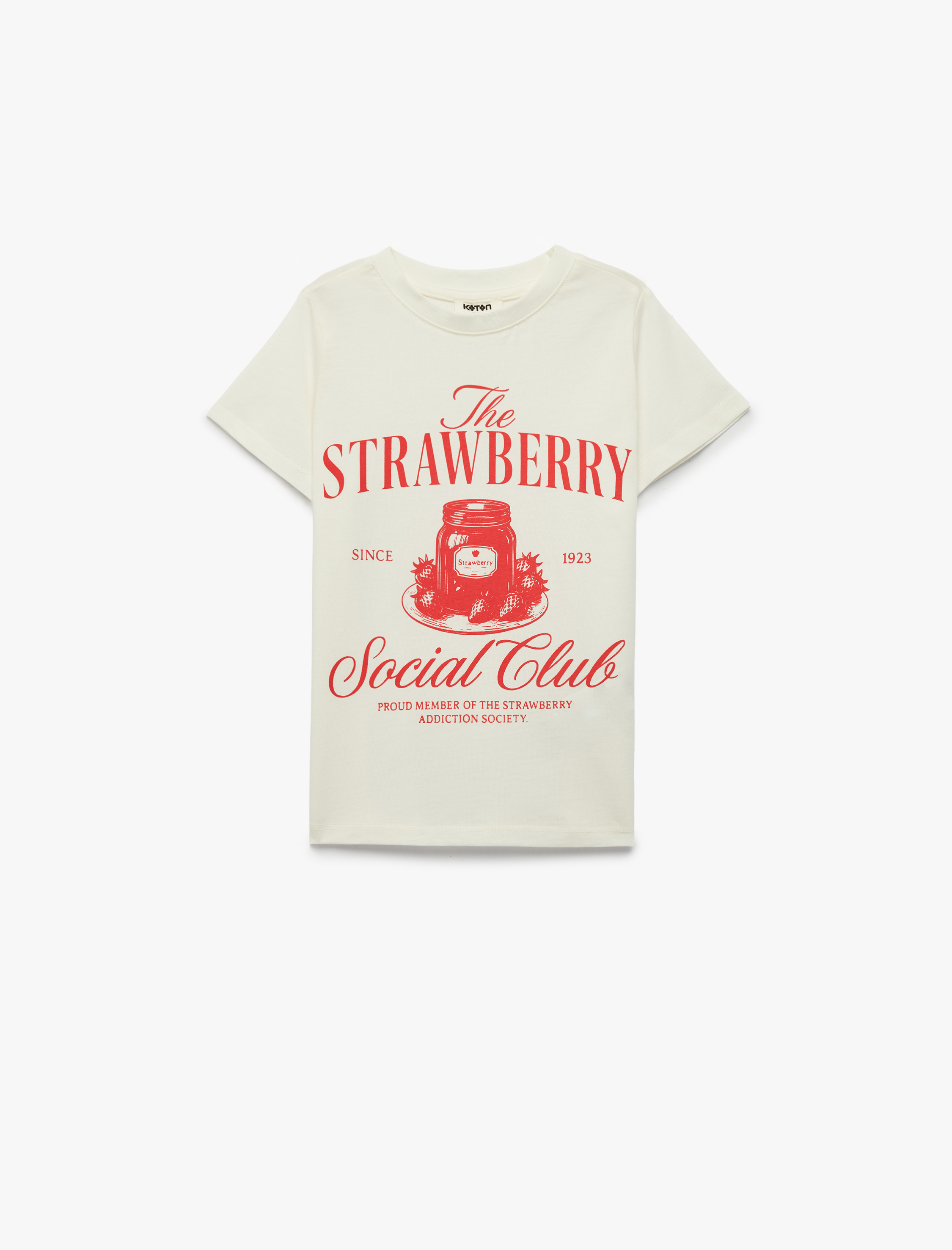  Kız Çocuk Baskılı Kısa Kollu Bisiklet Yaka Pamuklu Çilek Baskılı Tişört