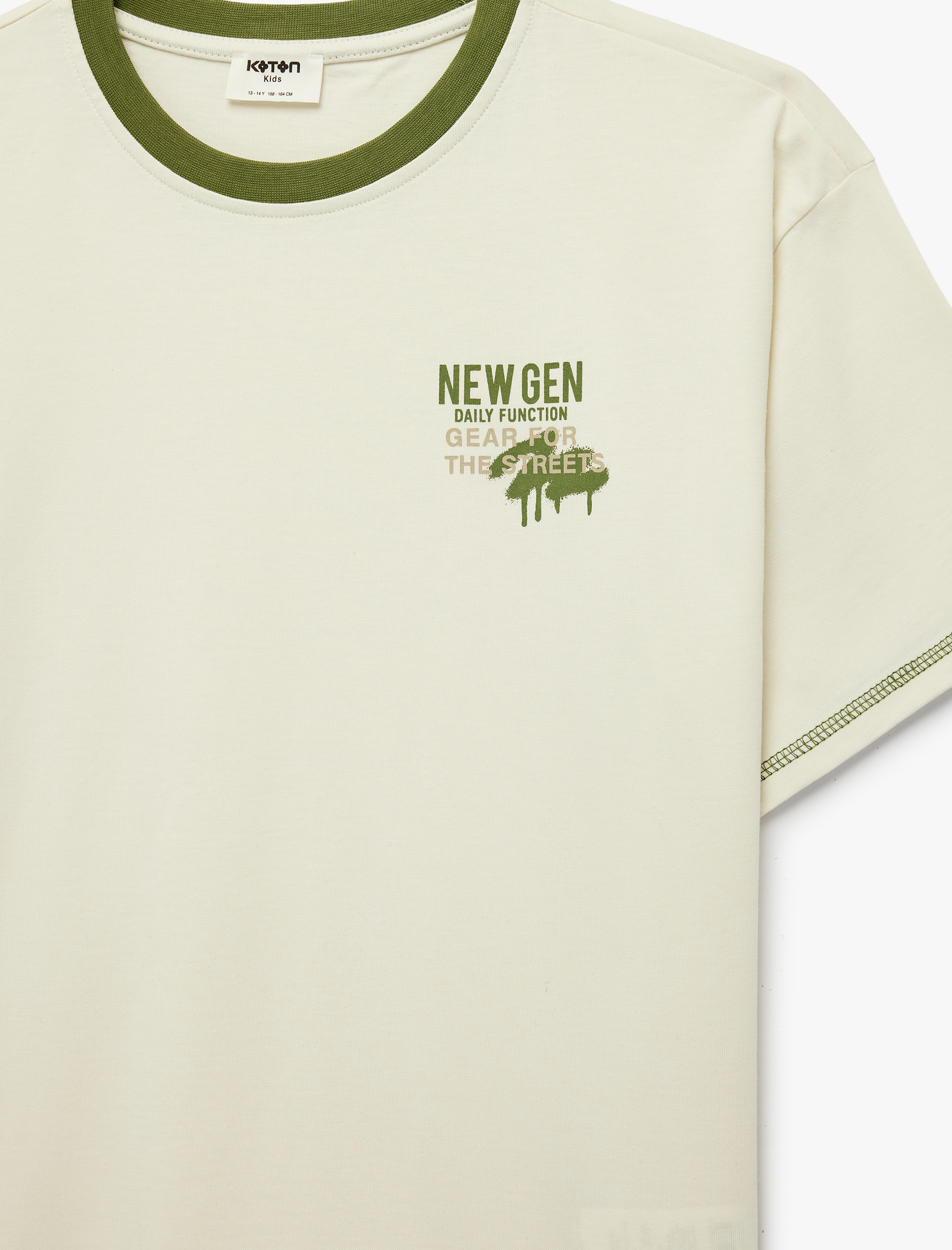  Erkek Çocuk Pamuklu Kısa Kollu Bisiklet Yaka Baskılı Tişört