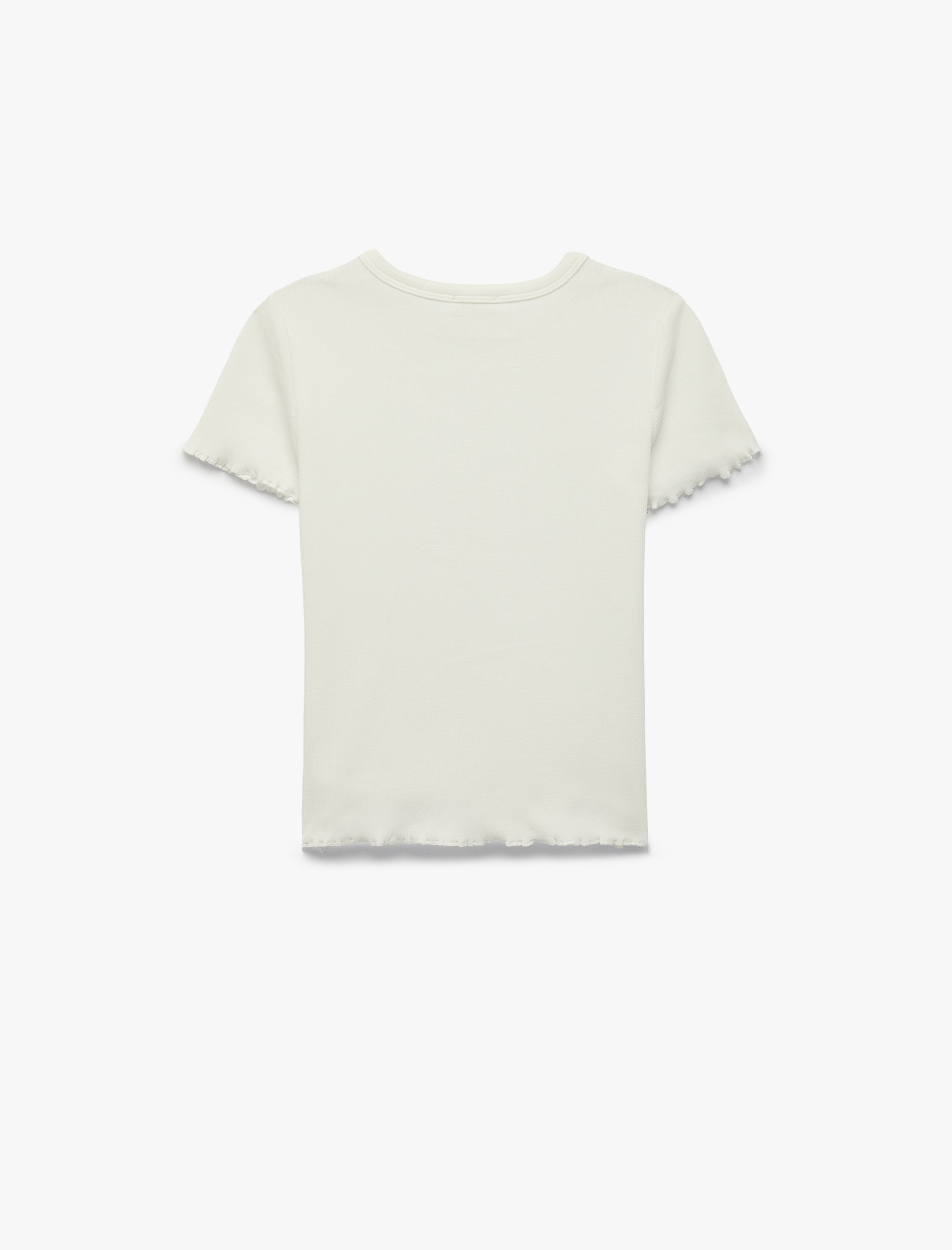  Kız Çocuk Pamuklu Kısa Kollu Bisiklet Yaka Pullu Payetli  Çiçekli Tişört