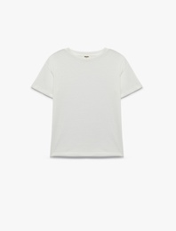 Pamuklu Kısa Kollu Bisiklet Yaka Oversize Tişört