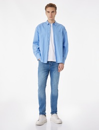 Normal Bel Cepli Slim Fit Jean Pantolon - Brad Jean