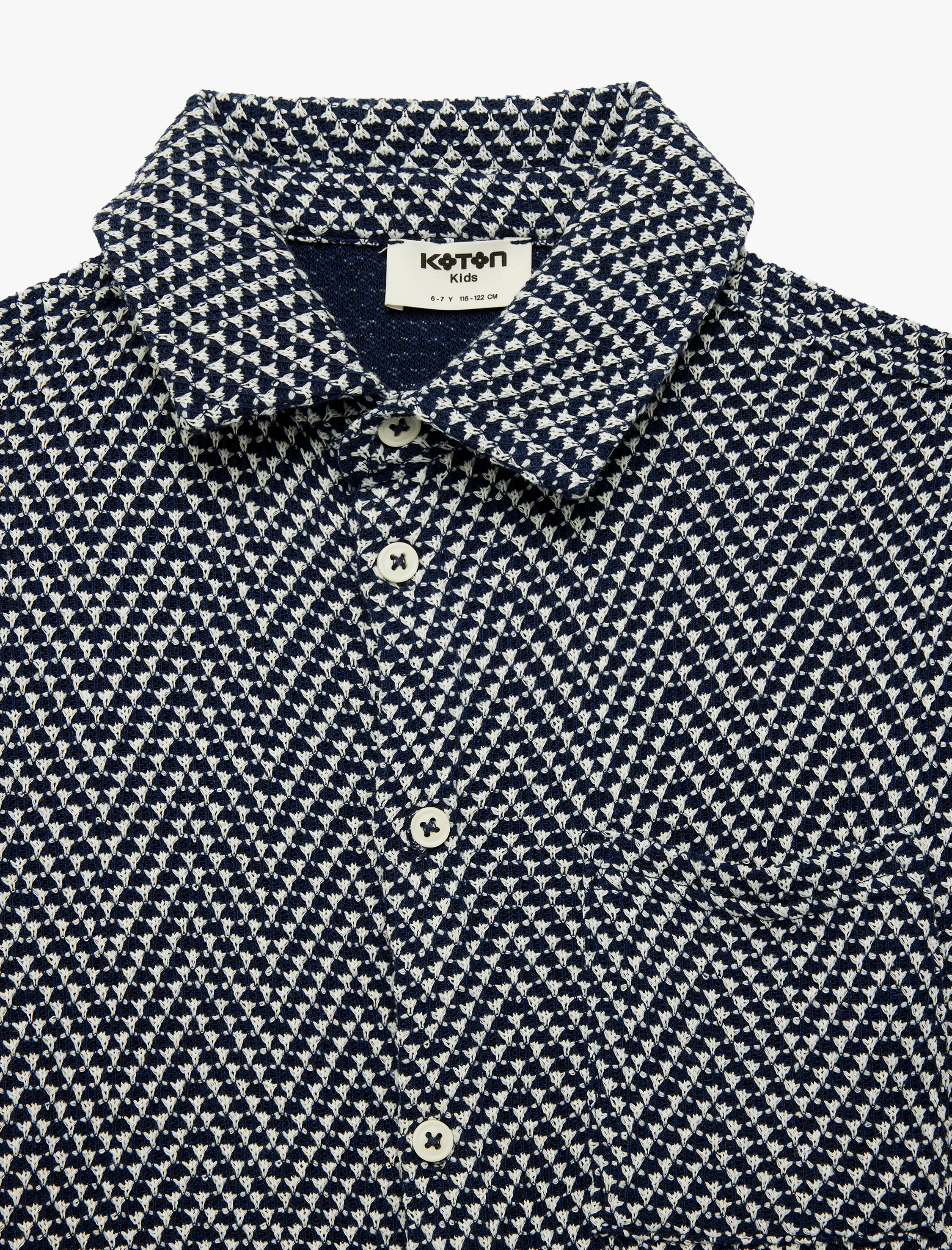  Erkek Çocuk Cep Detaylı Desenli Kısa Kollu Gömlek Tişört