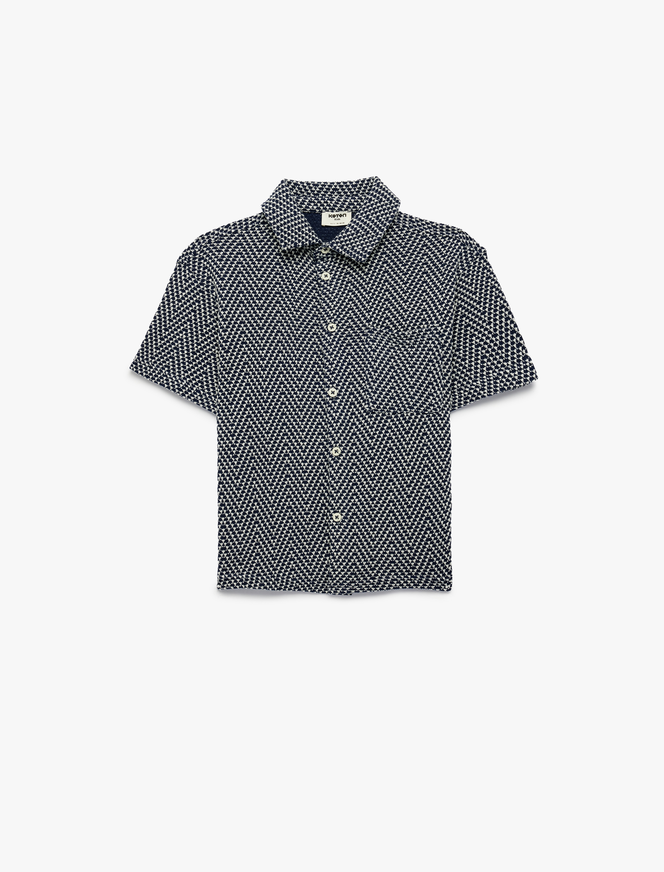  Erkek Çocuk Cep Detaylı Desenli Kısa Kollu Gömlek Tişört