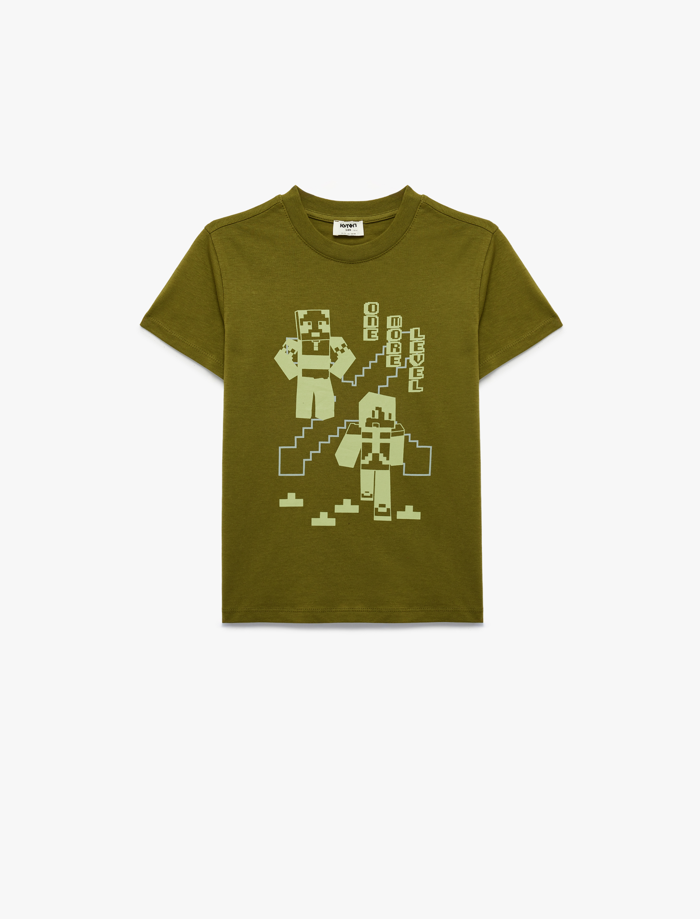  Erkek Çocuk Pamuklu Bisiklet Yaka Kısa Kollu Baskılı Tişört