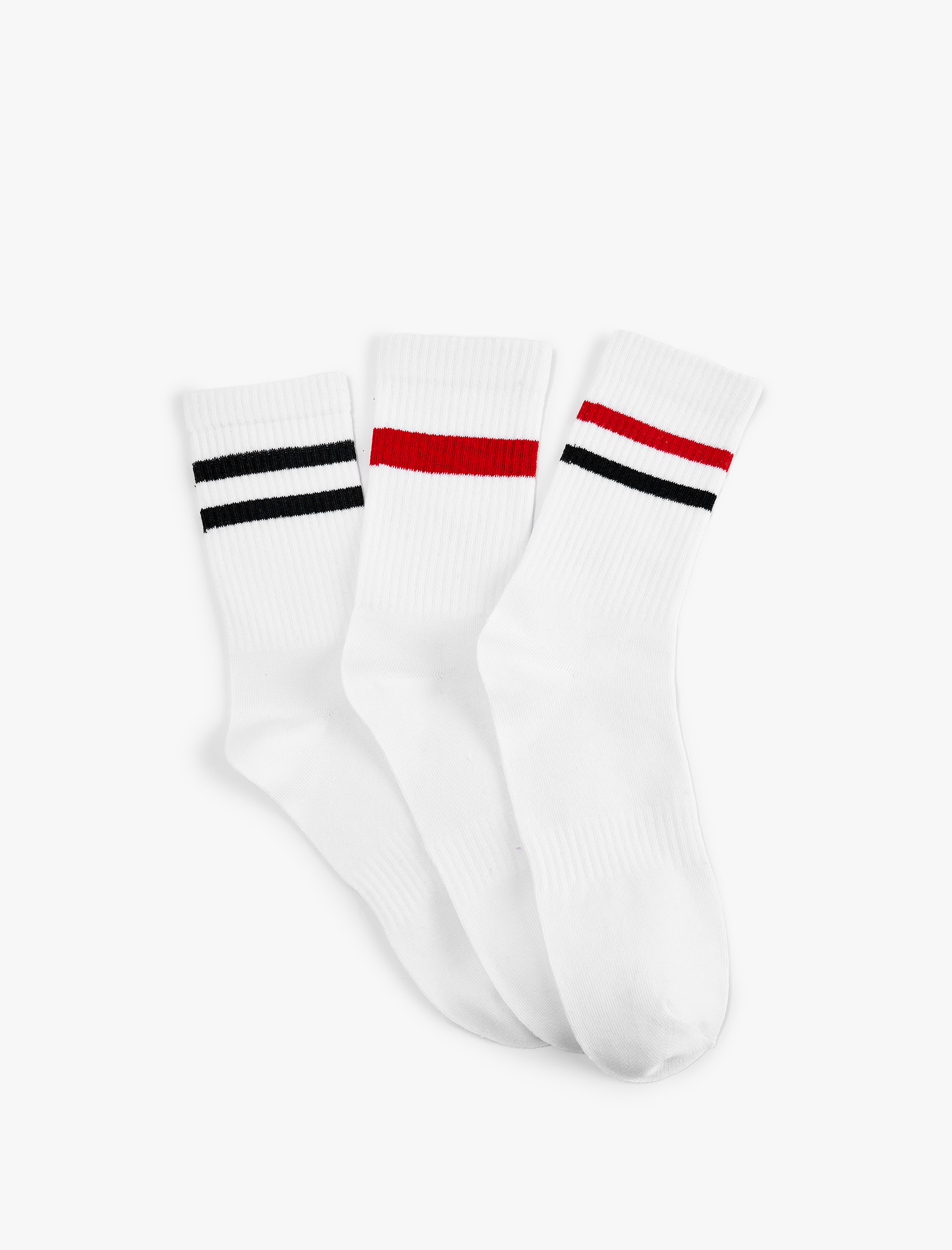  Erkek Çizgili 3'lü Soket Tenis Çorap Seti