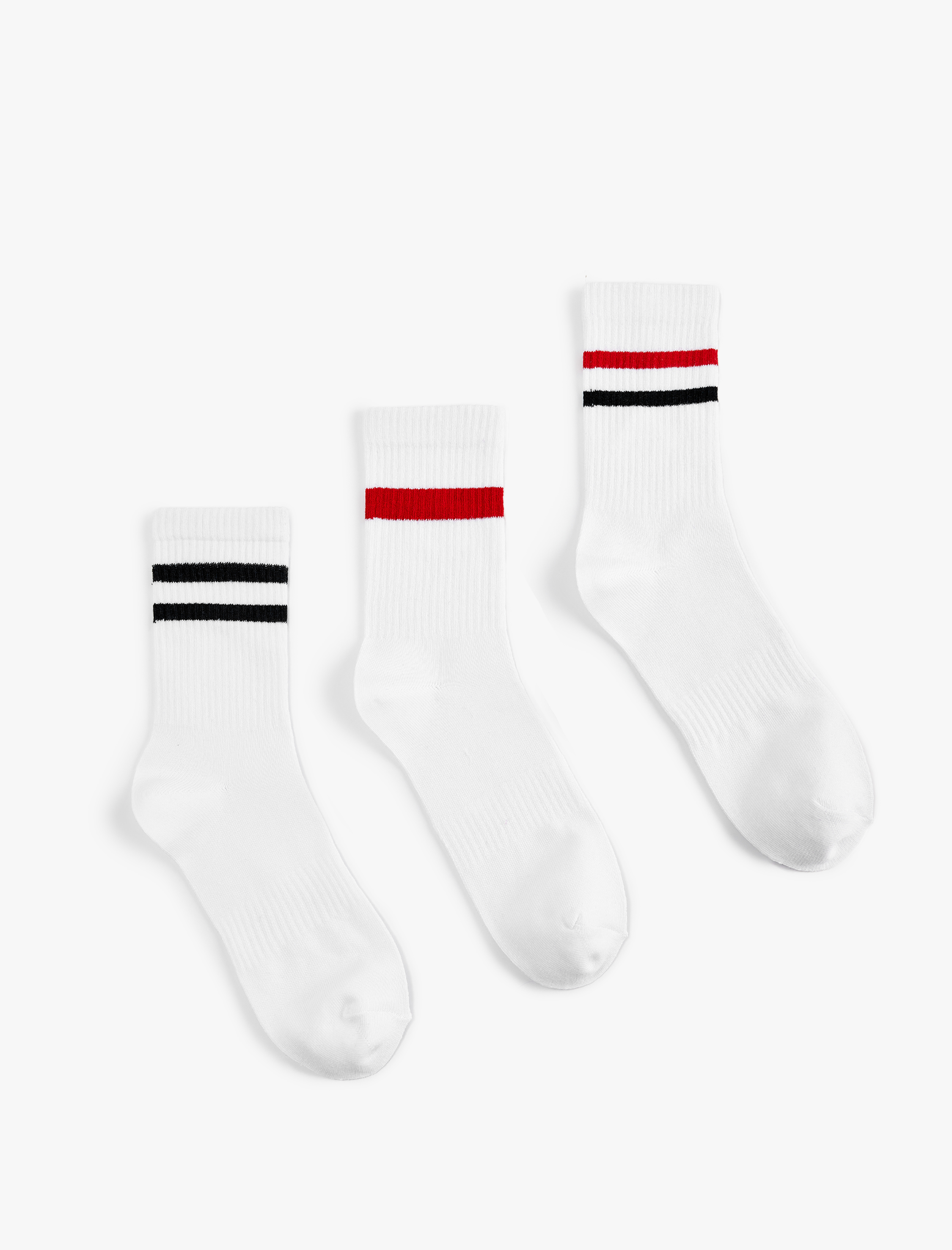  Erkek Çizgili 3'lü Soket Tenis Çorap Seti