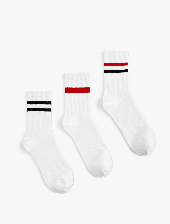 Erkek Çizgili 3'lü Soket Tenis Çorap Seti