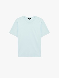 Regular Fit Kısa Kollu Pamuklu Basic Bisiklet Yaka Tişört