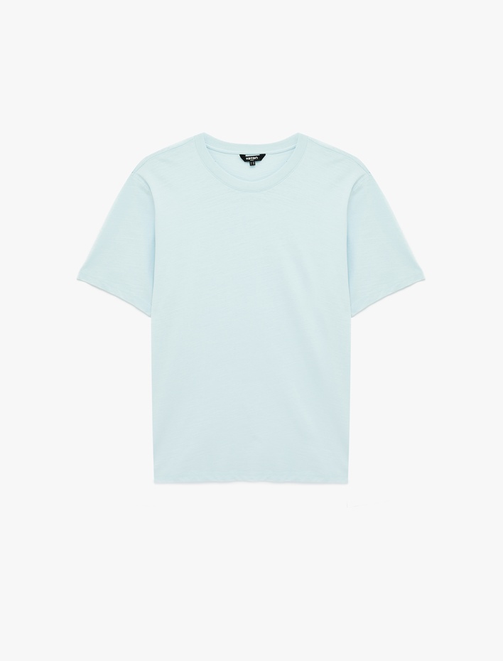  Regular Fit Kısa Kollu Pamuklu Basic Bisiklet Yaka Tişört