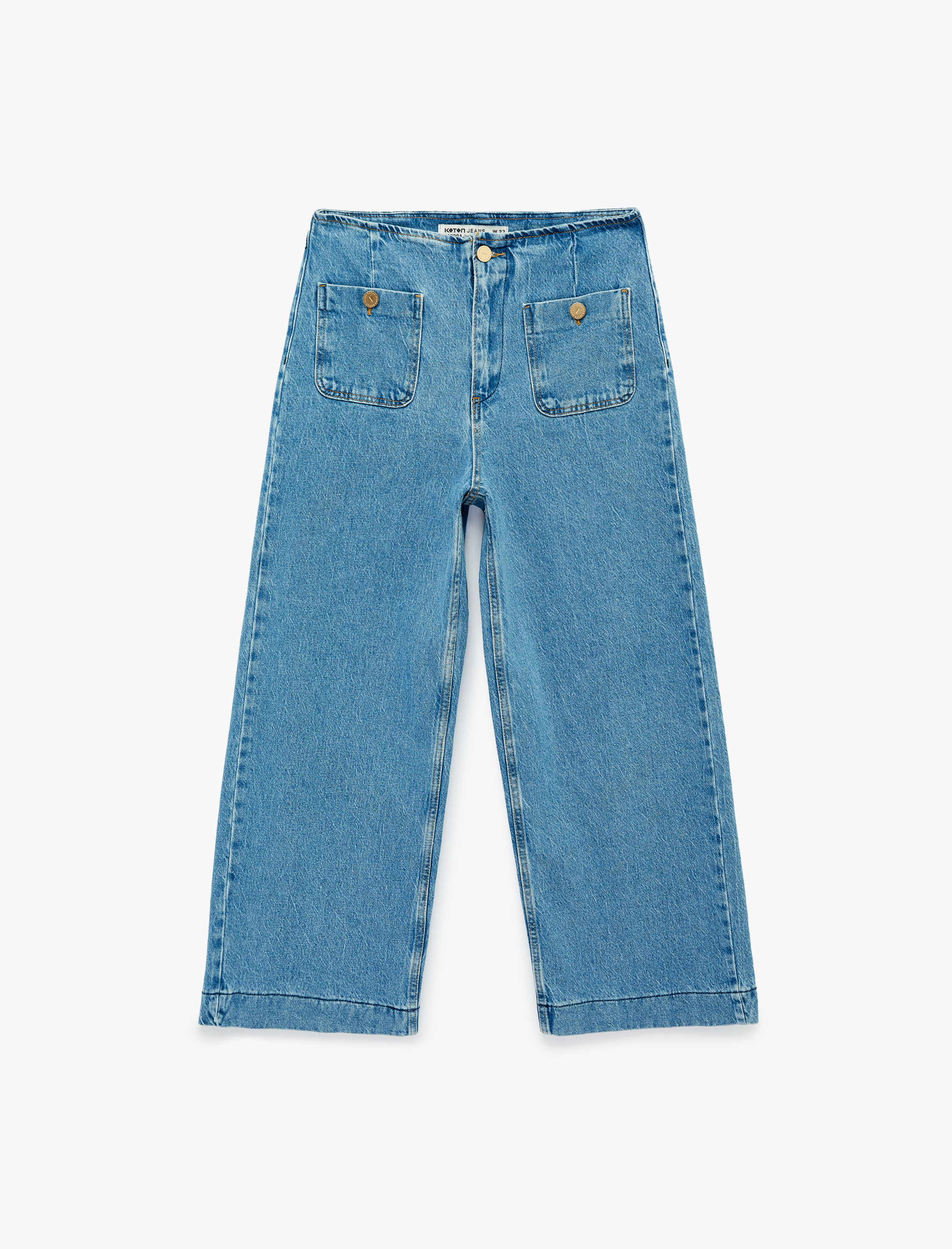   Pamuklu Cepli Normal Bel Culotte Pantolon - Culotte Jeans