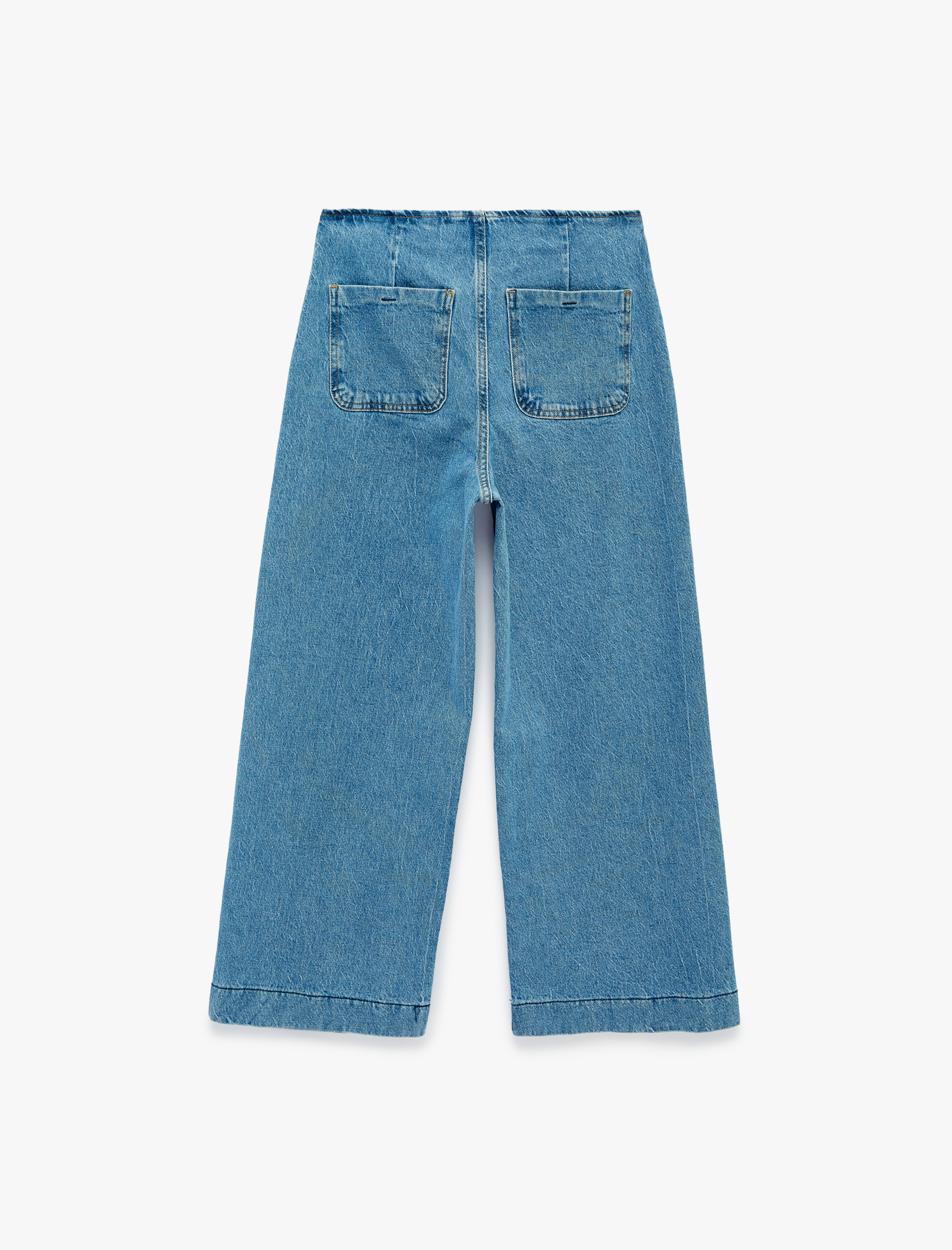   Pamuklu Cepli Normal Bel Culotte Pantolon - Culotte Jeans
