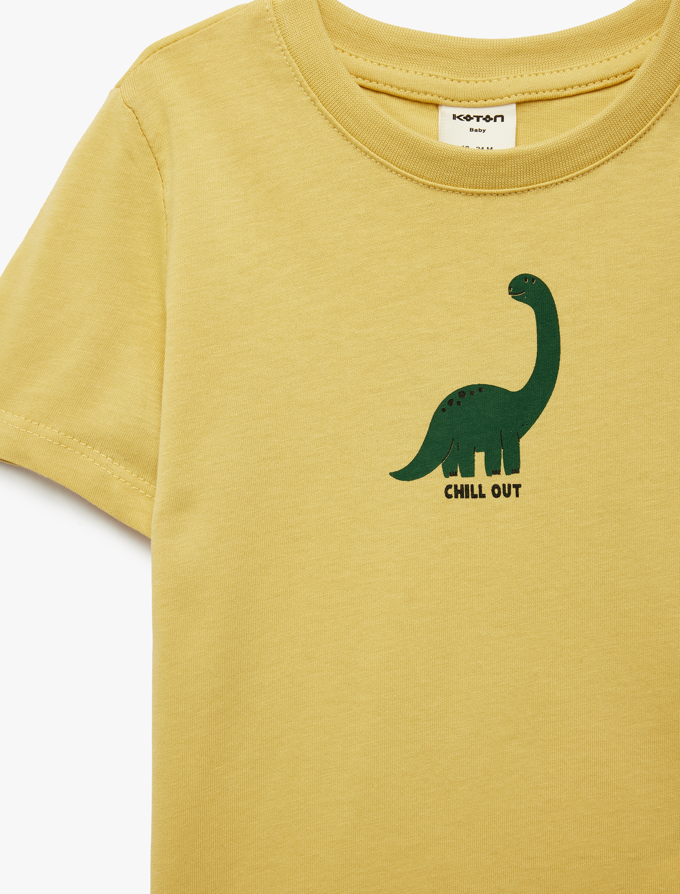  Erkek Bebek Kısa Kollu Bisiklet Yaka Pamuklu Dinozor Baskılı Tişört