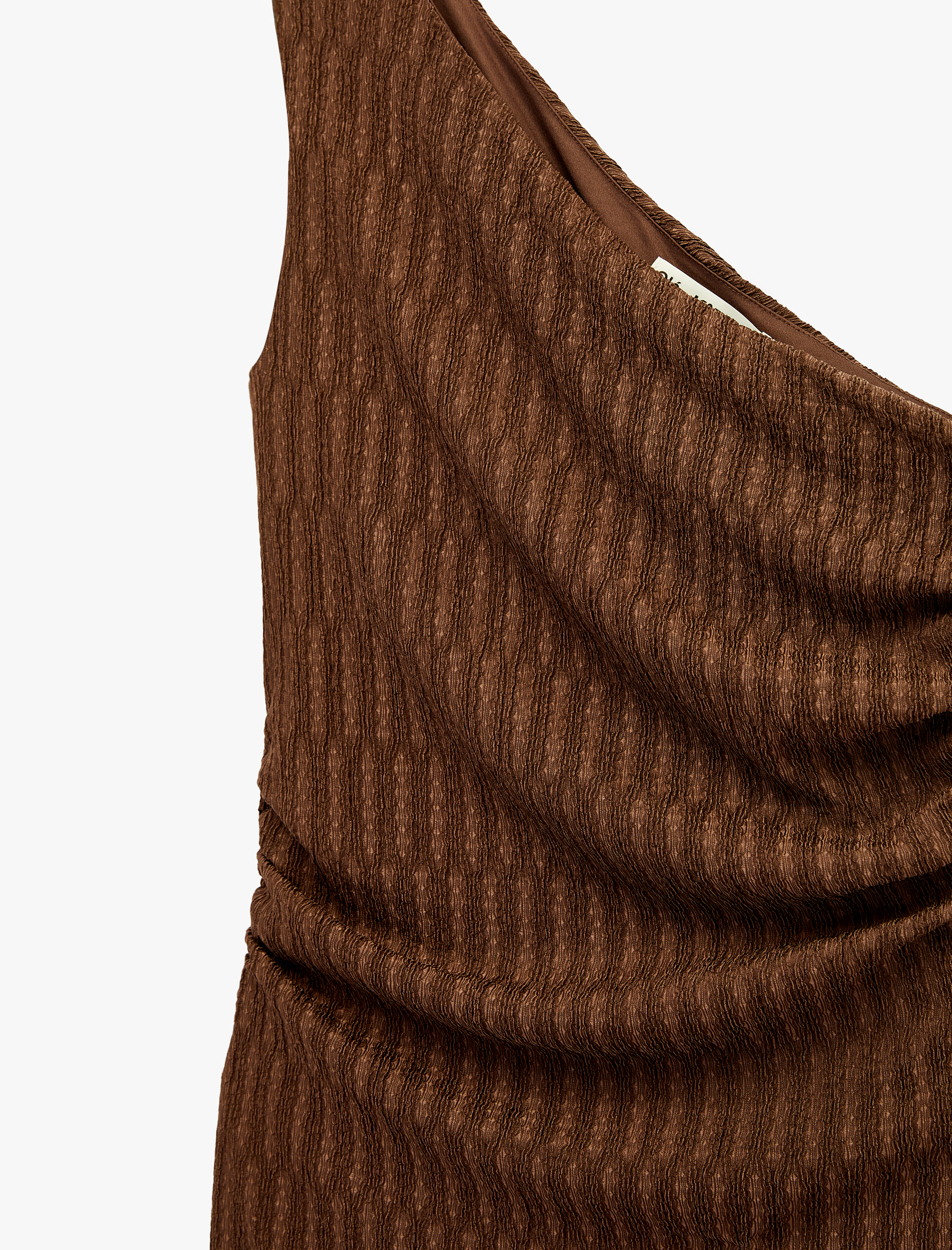   Tek Omuz Kolsuz Slim Fit Bürümcük Uzun Elbise