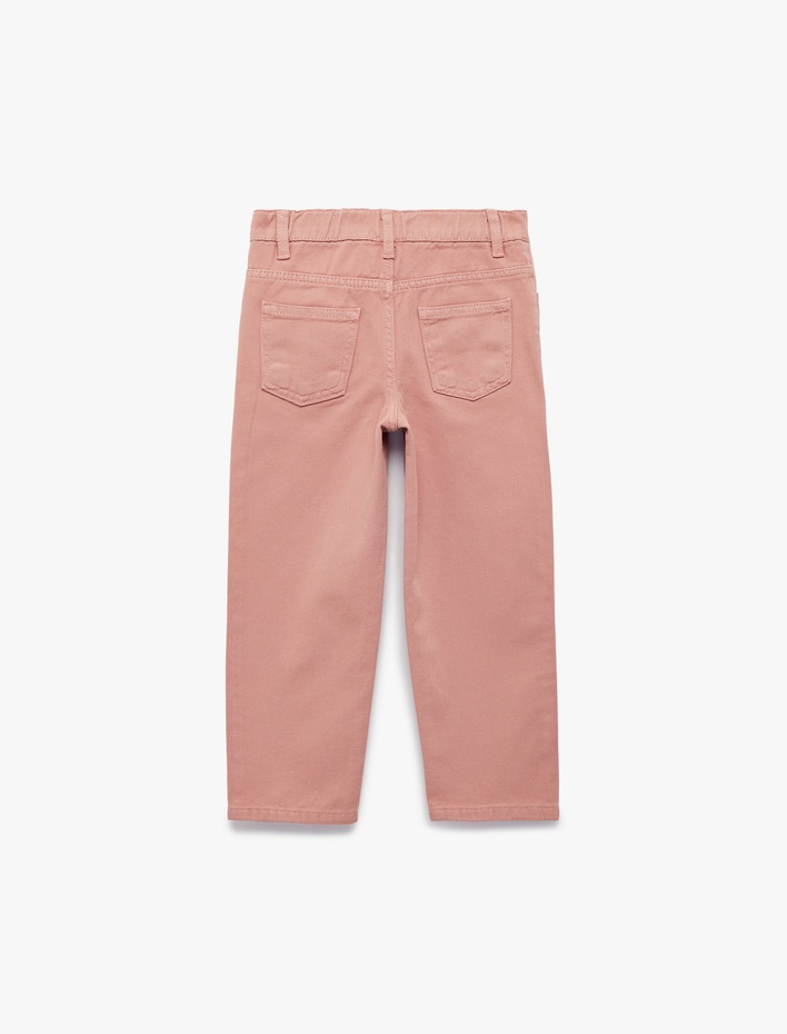 Kız Bebek Pamuklu Bol Kalıp Cepli Geniş Paça Denim Pantolon