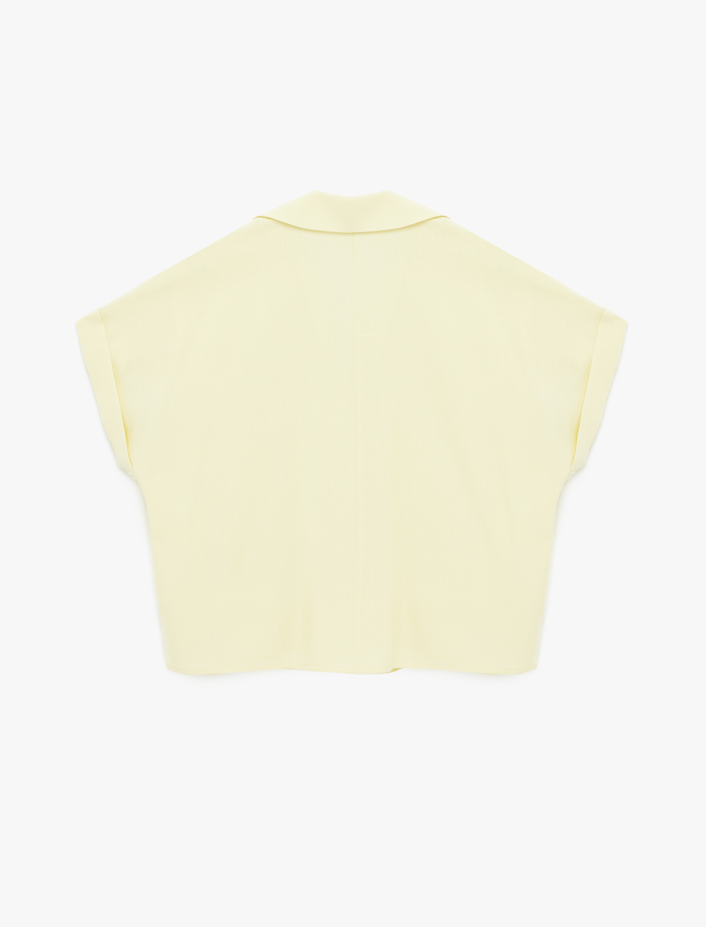   Apolet Detaylı Kısa Kollu Keten Görünümlü Gömlek