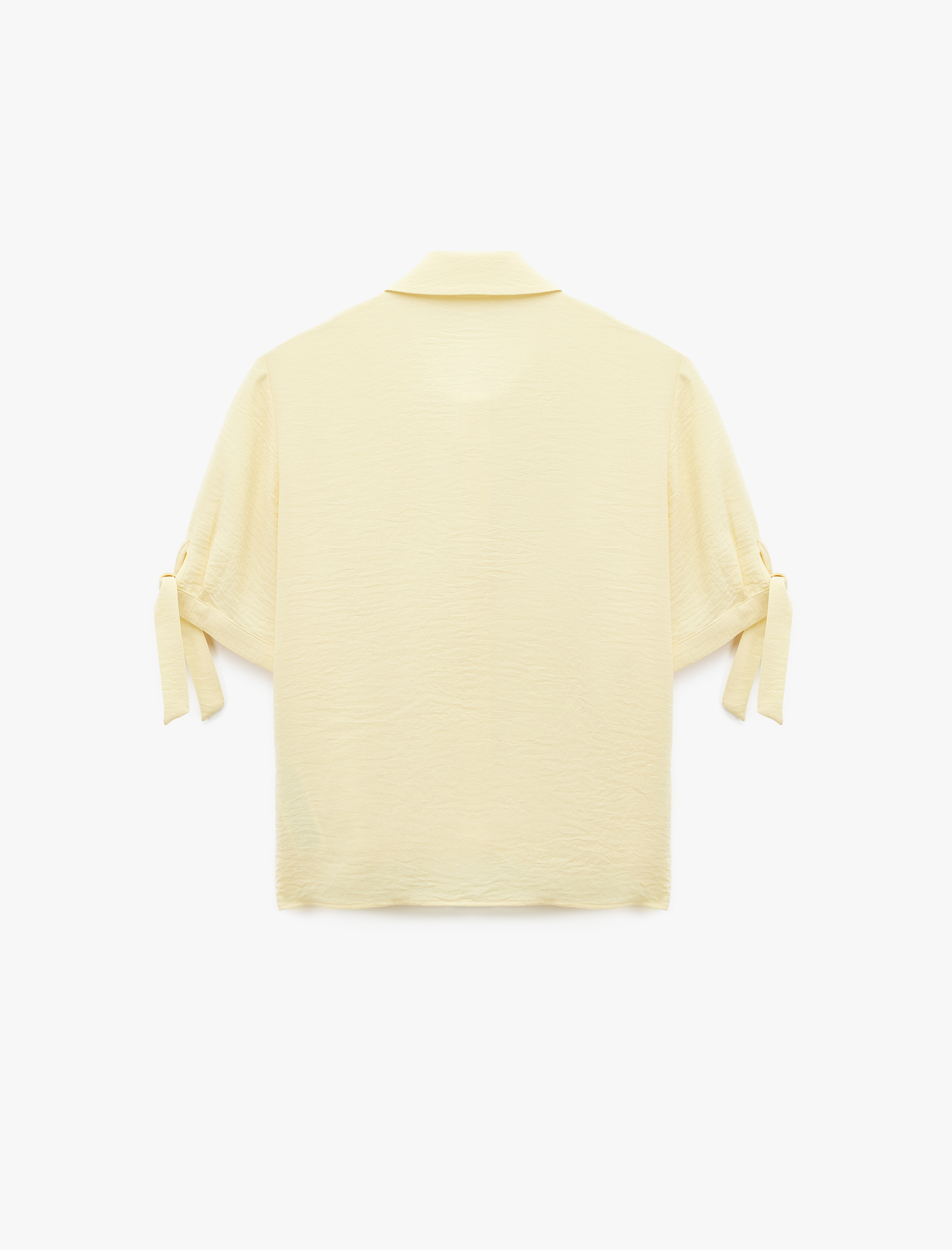   Aerobin Kumaş Bağlama Detaylı Kısa Balon Kollu Saten Gömlek