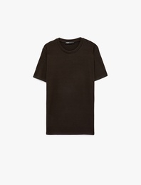 Bisiklet Yaka Viskon Karışımlı Kısa Kollu Basic Slim Fit Tişört