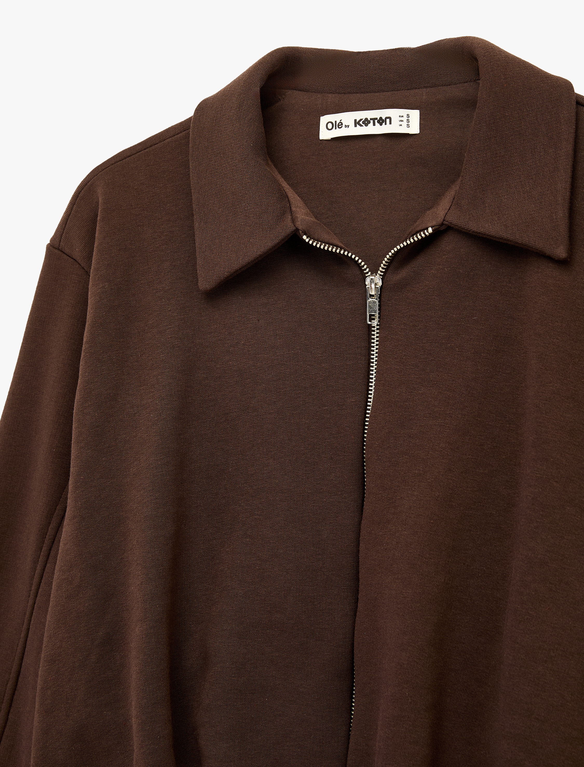   Rahat Kalıp Uzun Kollu Polo Yaka Fermuarlı Sweatshirt